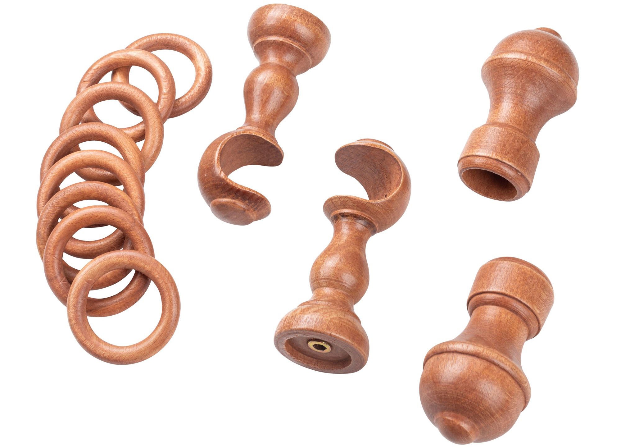 SN DECO GROUP Gardinenstange »Ares«, 1 läufig-läufig, Fixmaß, 28 mm, Holz, verschiedene Längen und Farben, Komplettset