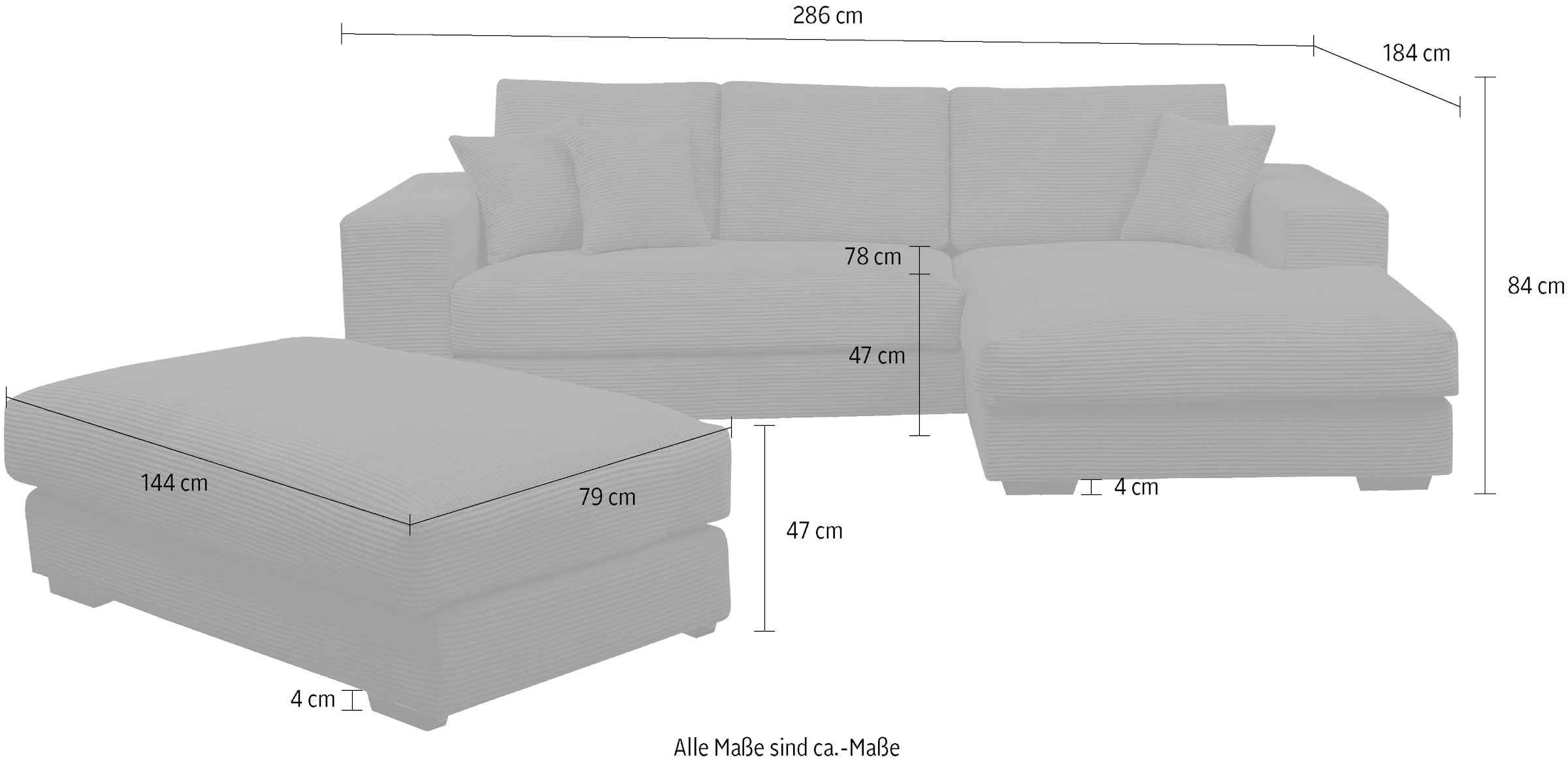 WERK2 Ecksofa »Eden« mit Polsterhocker