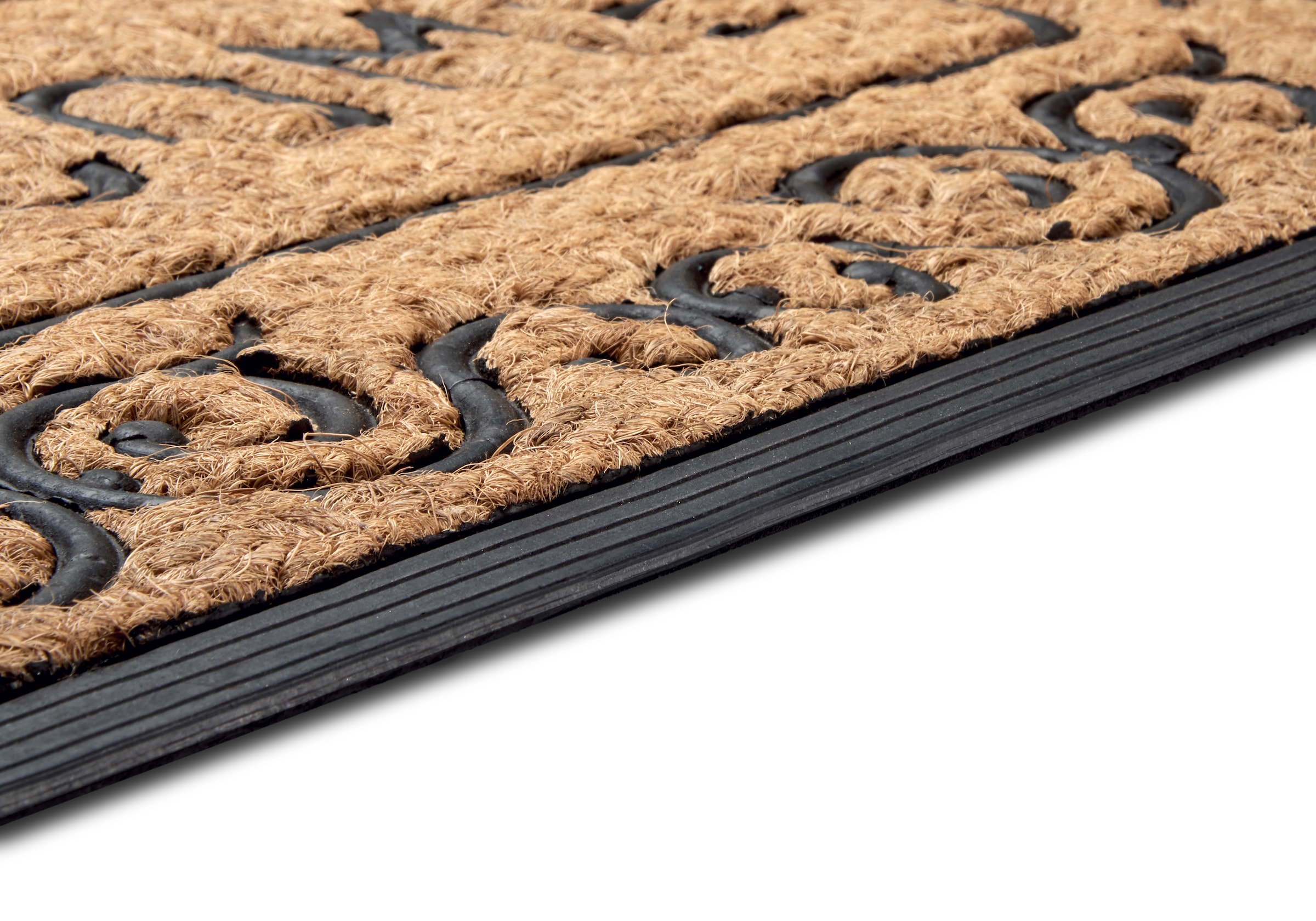 HANSE Home Fußmatte »Mix Mats Gummi-Kokos Welcome Floral Border, Türmatte«, rechteckig, 15 mm Höhe, Kokos, Gummi, Schmutzfangmatte, Outdoor, Rutschfest, Innen, Kokosmatte