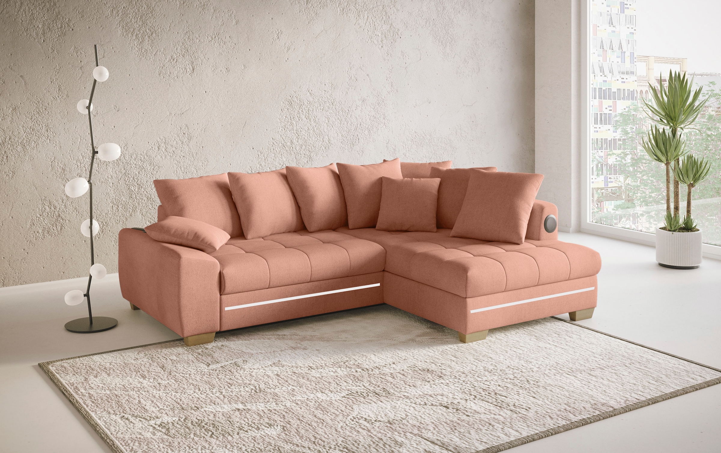 Mr. Couch Ecksofa »Nikita II, L-Form«, mit Kaltschaum, RGB-LED, Soundsystem, wahlweise mit Bett, Bettkasten