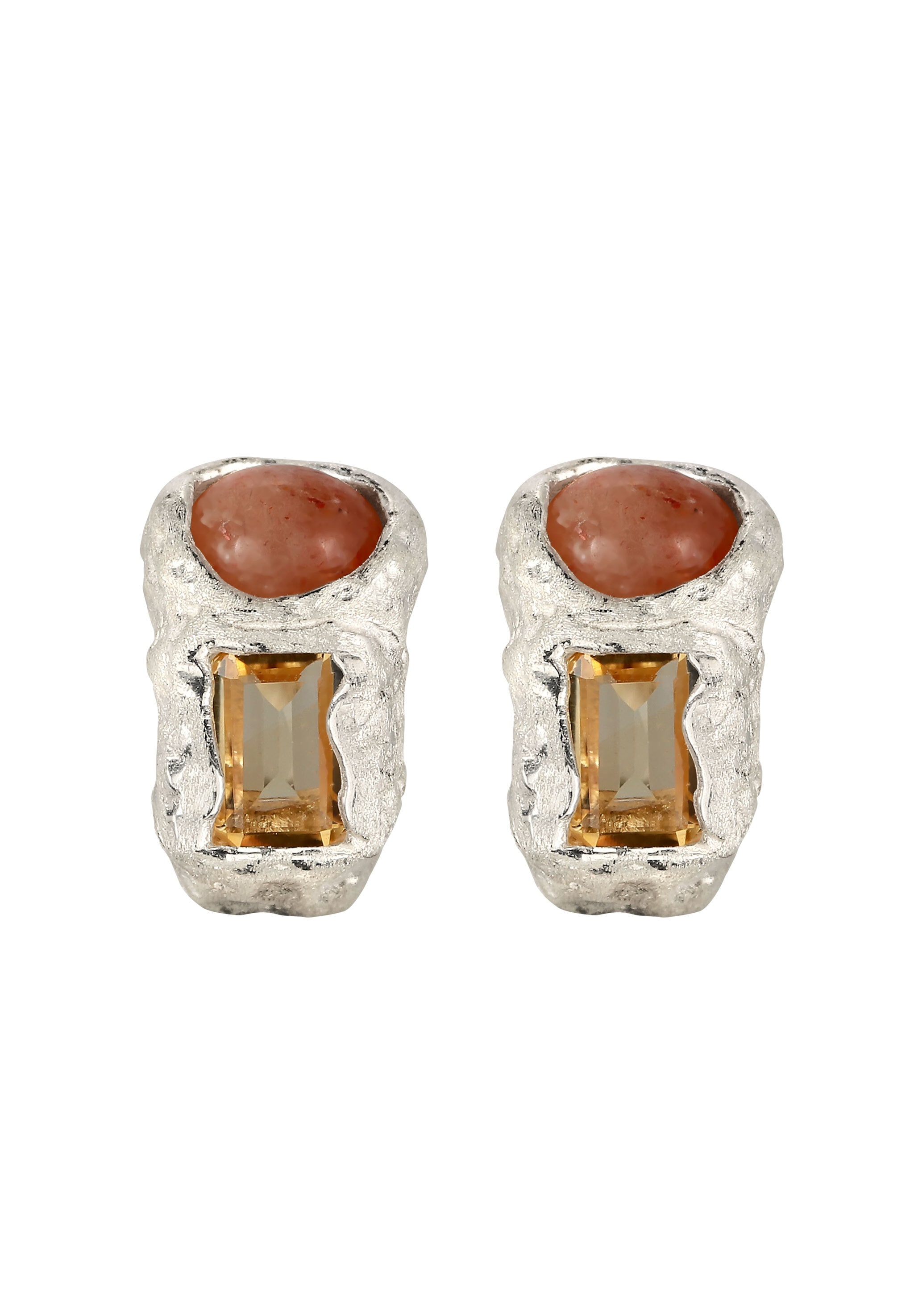 HAZE & GLORY Paar Ohrstecker »Ohrringe Creole Citrin Organic 925 Sterling Silber«
