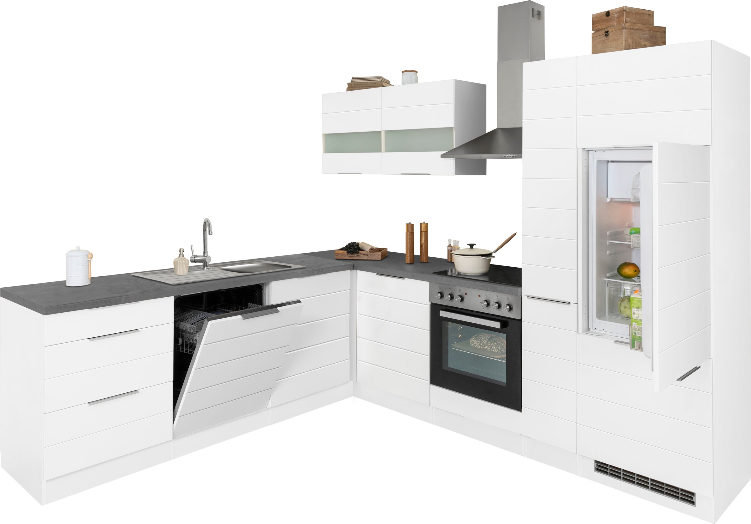 KOCHSTATION Winkelküche »KS-Luhe« Stellbreite 240x270 cm, wahlweise mit oder ohne E-Geräten, MDF-Fronten