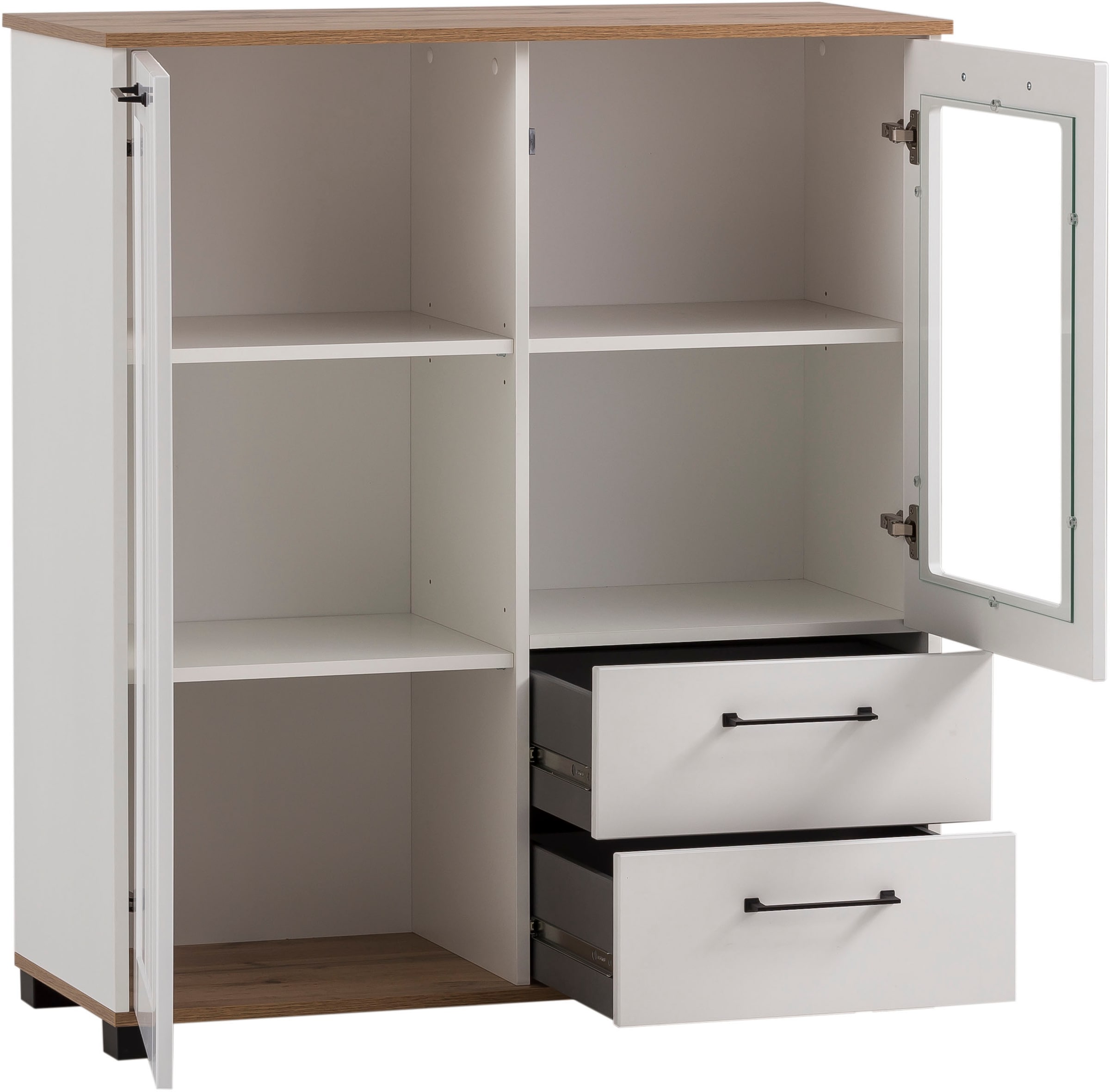 Schildmeyer Highboard »Jelda, Breite 99 cm«, Fronten in Landhausoptik, Tür rechts mit Glaseinsatz