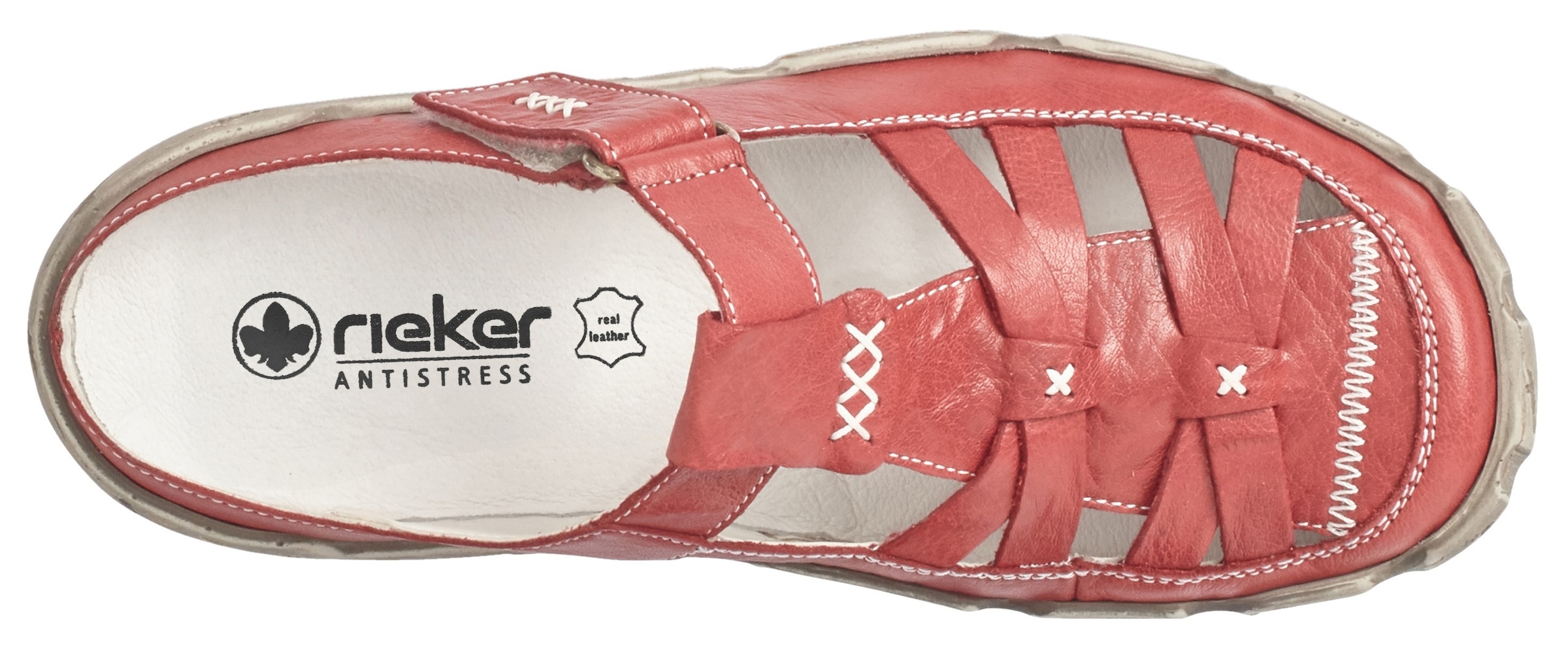 Rieker Clog  Sabot, Sommerschuh, Schlappen, Hausschuh mit Ziernähten