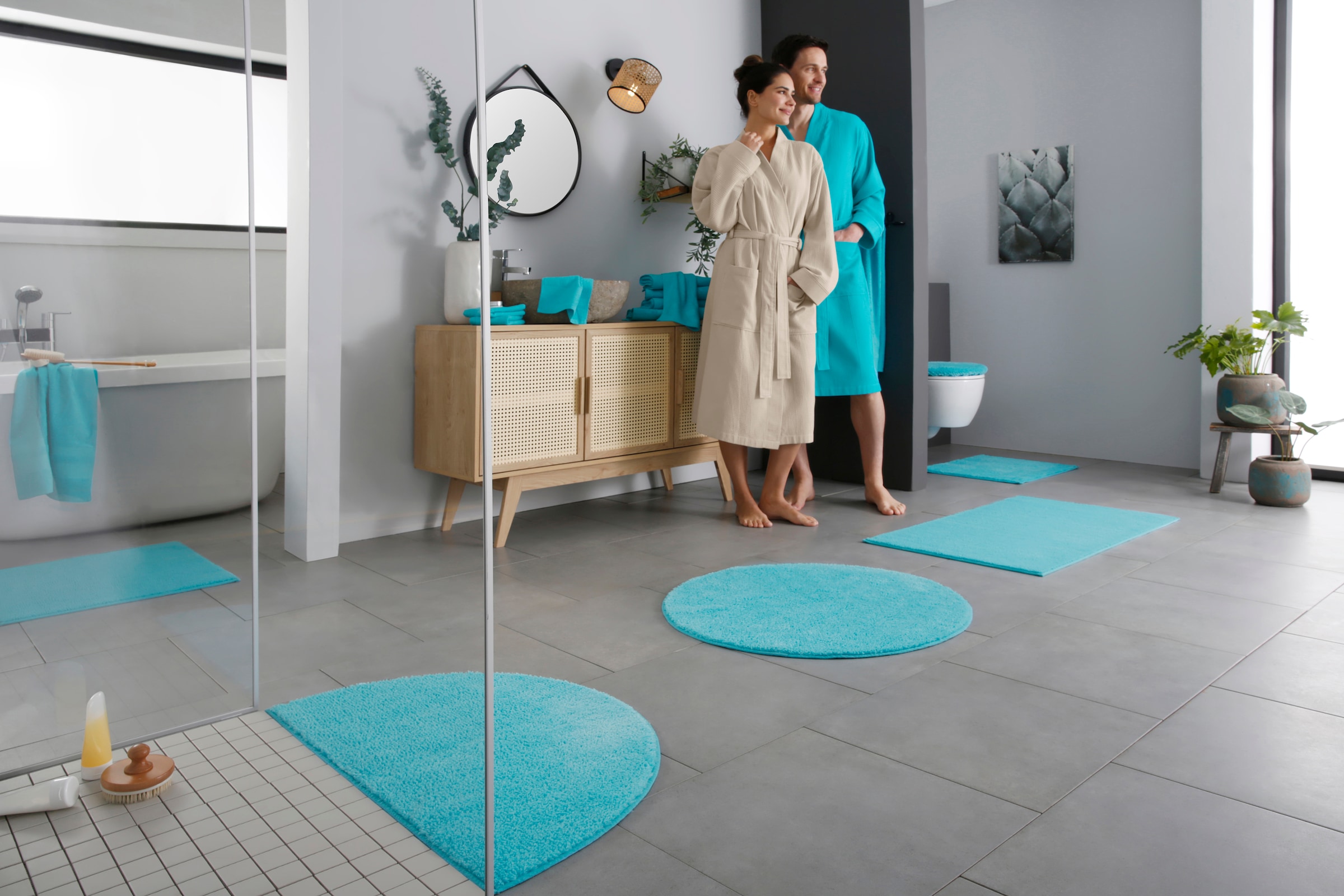 OTTO home Badematte »Vanessa, Badvorleger, Badezimmer Teppich« Höhe 10 mm rutschhemmend beschichtet fußbodenheizungsgeeignet | schnell trocknend | strapazierfähig Badteppich, weiche Haptik, unifarben