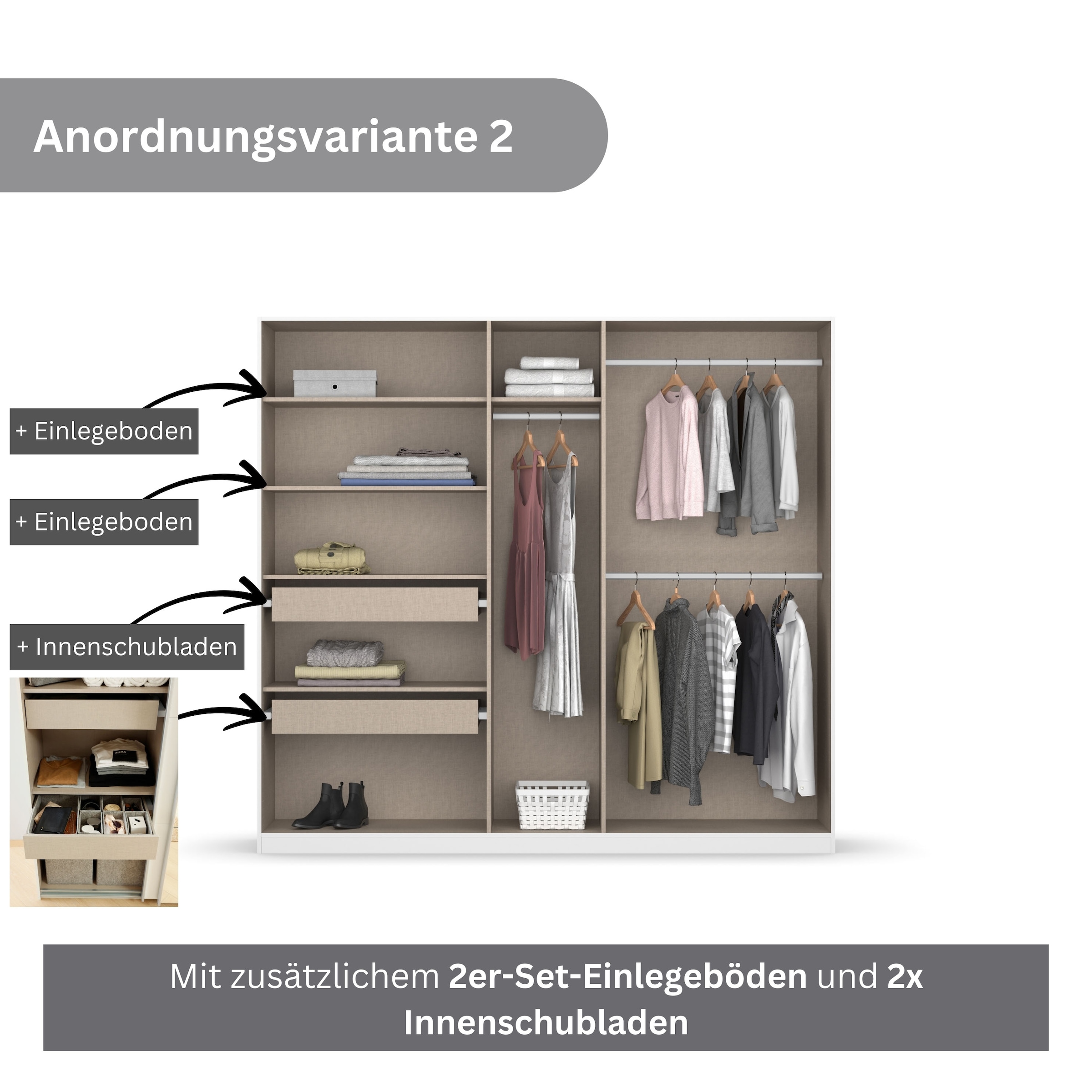 rauch Drehtürenschrank »Kleiderschrank Schrank Garderobe KOLUNA mit Glastüren und Spiegel«, inkl. 2 Innenschubladen sowie extra Einlegeböden MADE IN GERMANY