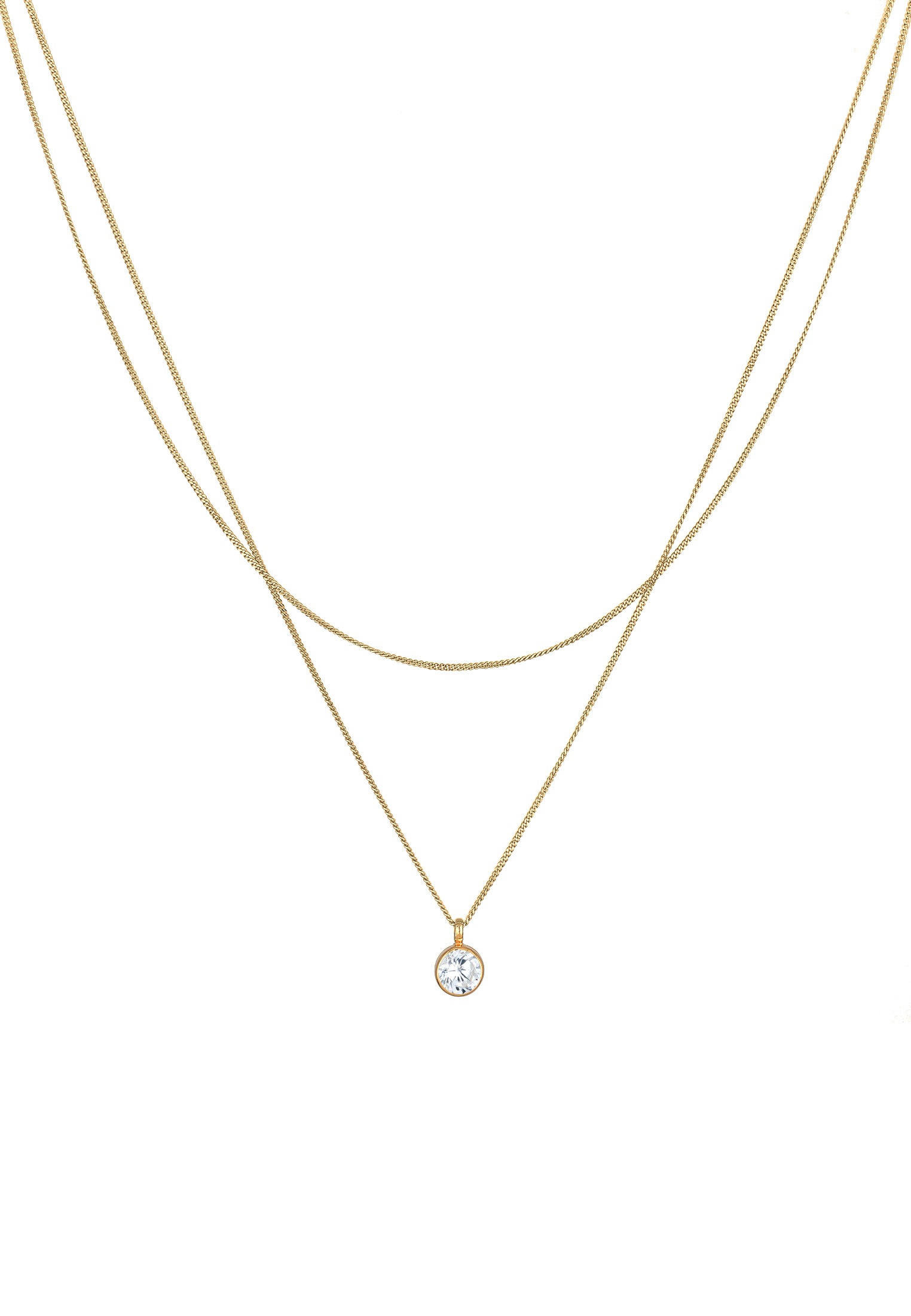 Elli Silberkette »Halskette 2-lagig Layer Zirkonia Solitär 925 Silber«