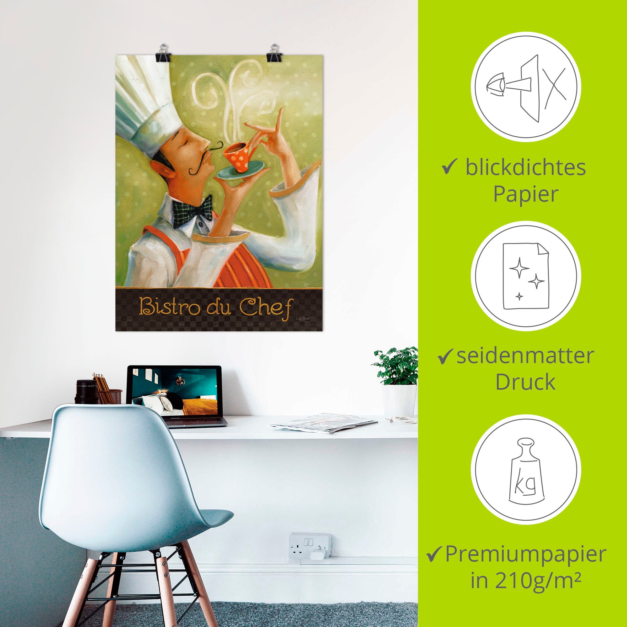 Artland Wandbild »Cafe Moustache I«, Getränke, (1 St.), als Leinwandbild, Poster, Wandaufkleber in verschied. Größen
