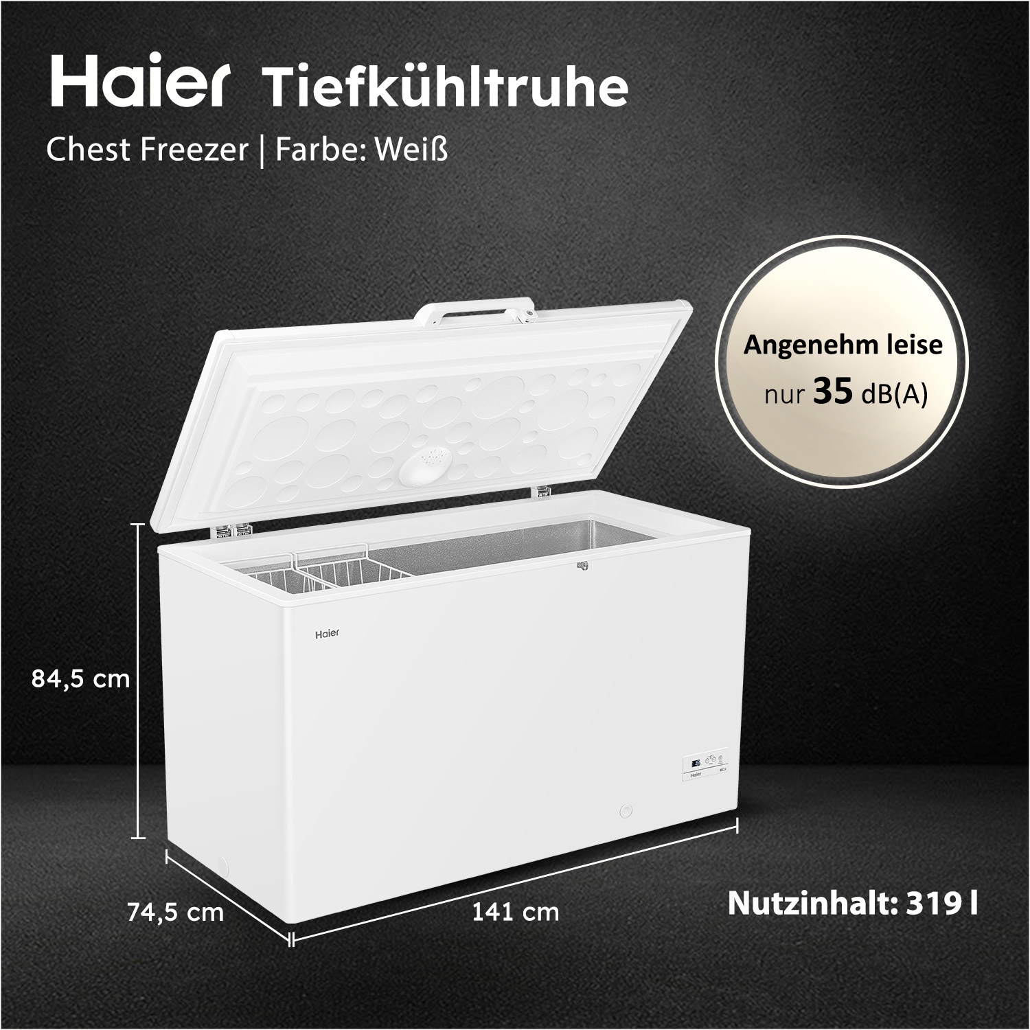 Haier Gefriertruhe »HCE321C« 84,5 cm hoch 141 cm breit Energieeffizienzklasse C (Skala A bis G)