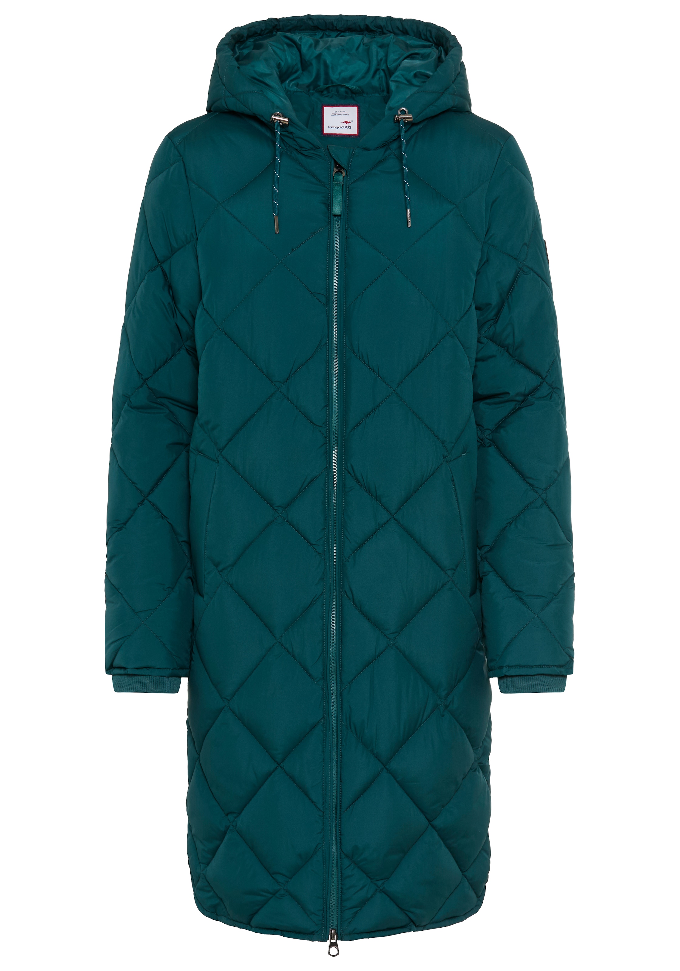 KangaROOS Steppjacke mit Kapuze lange Form mit Kapuze und modernem Steppmuster