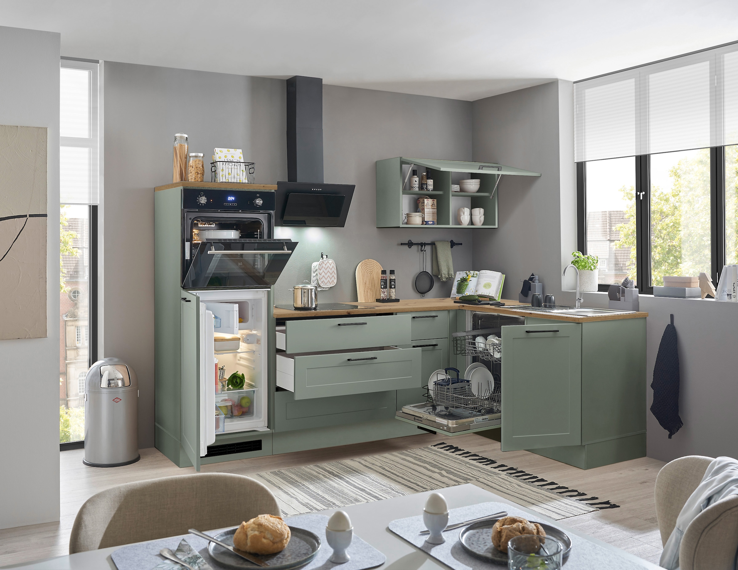 BASIC by Balculina Winkelküche »Marsi« Stellmaße 260x175 cm, wahlweise E-Geräten, mit Soft-Close-Funktion