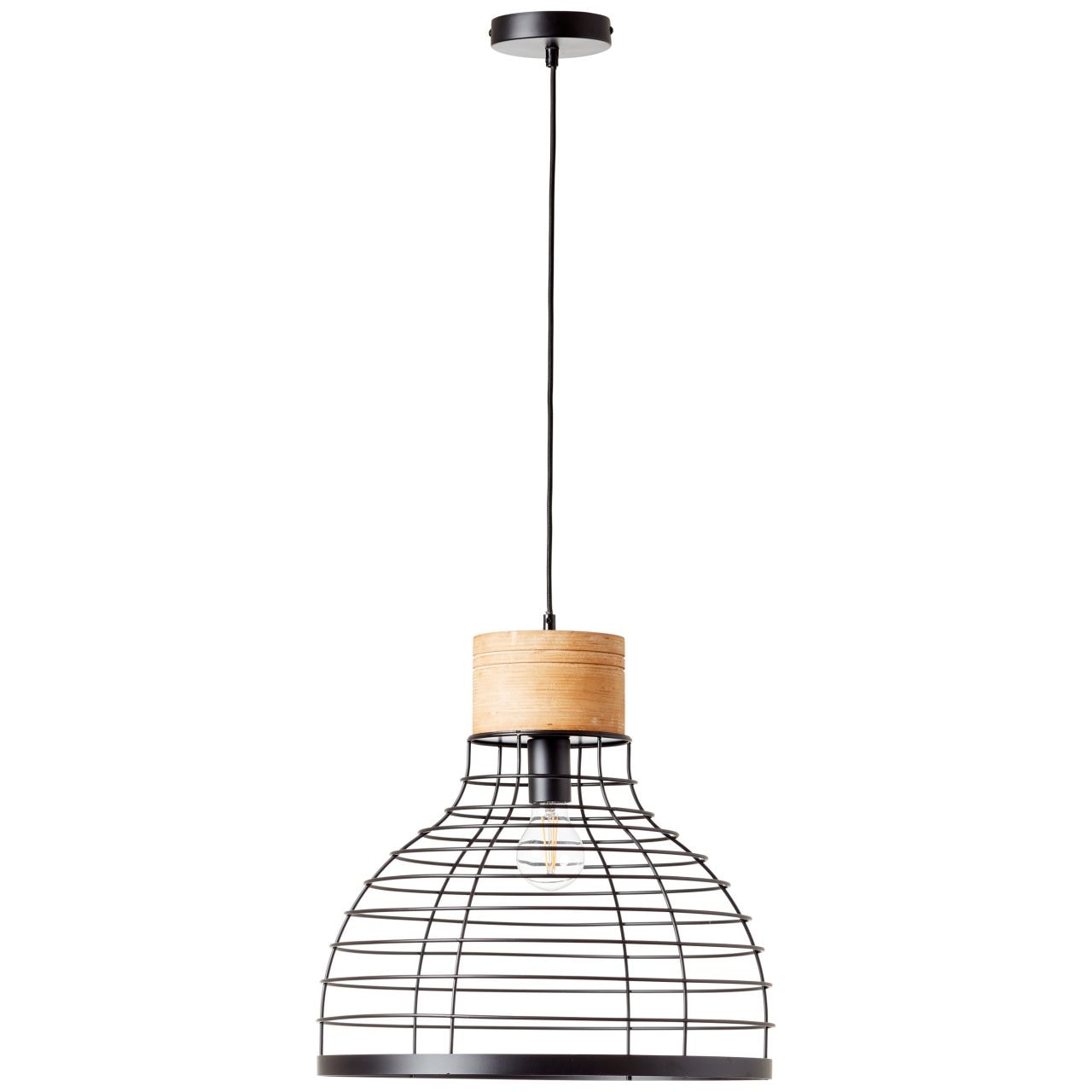 Brilliant Pendelleuchte »Avia«, 1 flammig, Leuchtmittel E27 | ohne Leuchtmittel, 135 cm Höhe, Ø 47 cm, E27, kürzbar, Metall/Holz, schwarz/braun