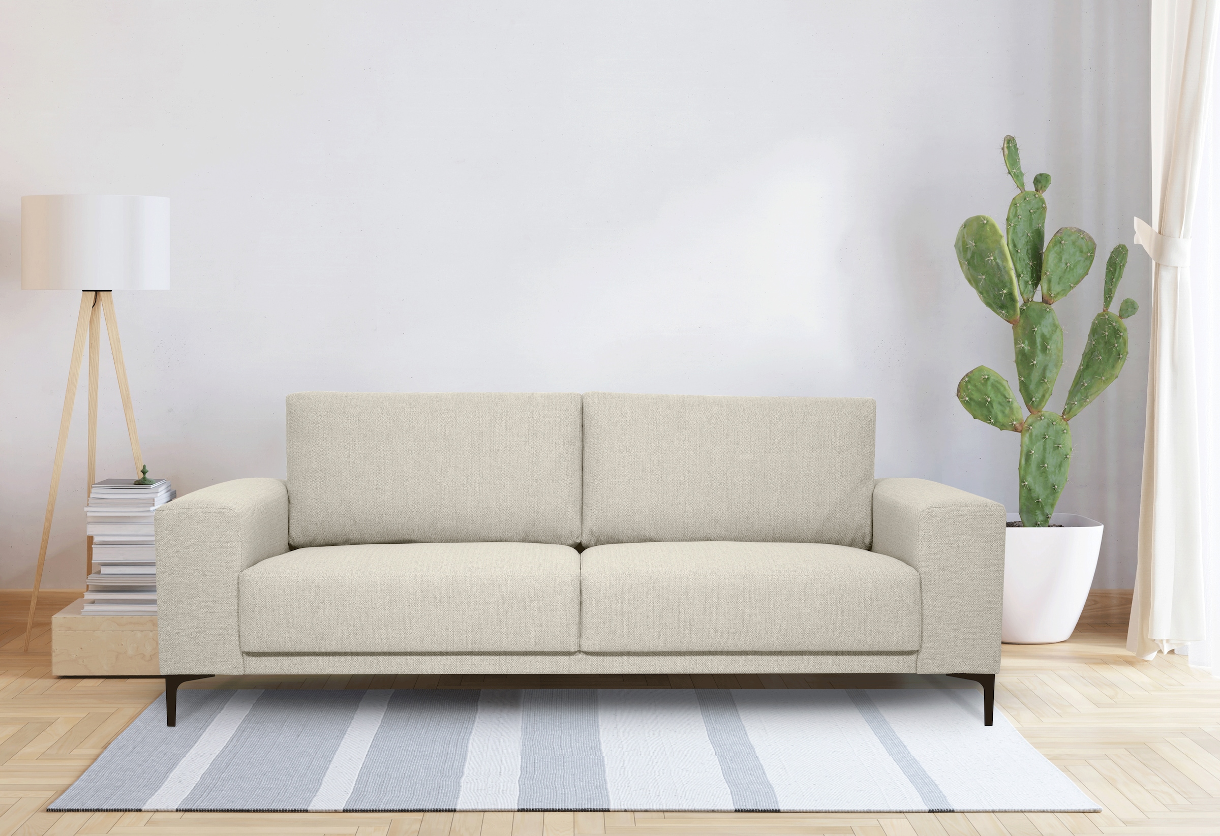 OTTO home 3-Sitzer »Xander« Breite 224 cm, Soft-Touch Chenille, schwarze Metallfüße