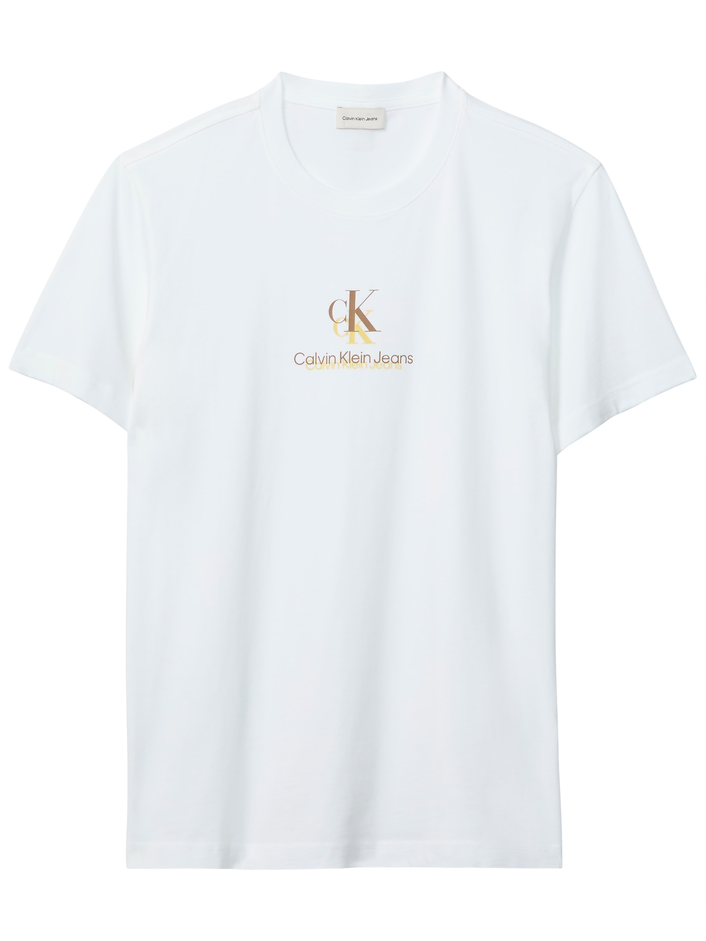 Calvin Klein Jeans T-Shirt Rundhalsausschnitt, Regular Fit, 2-farbiger Logoschriftzug