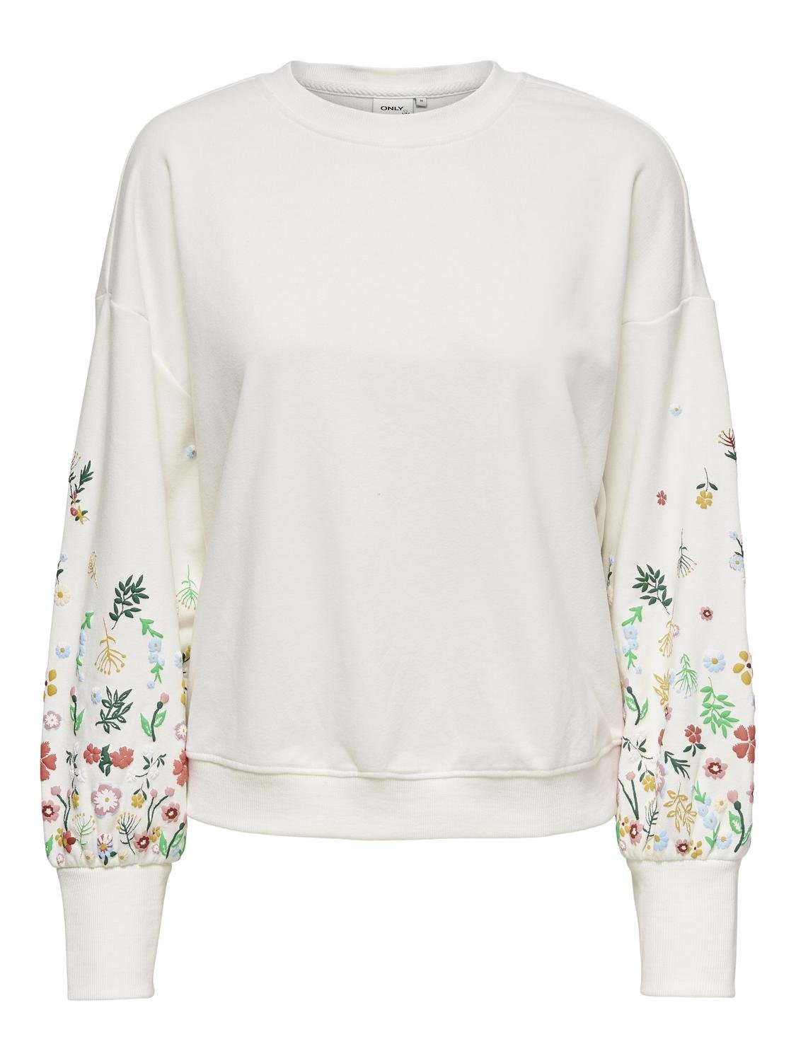ONLY Sweatshirt »ONLBROOKE L/S O-NECK FLOWER SWT«, Baumwollmischung, regular fit
