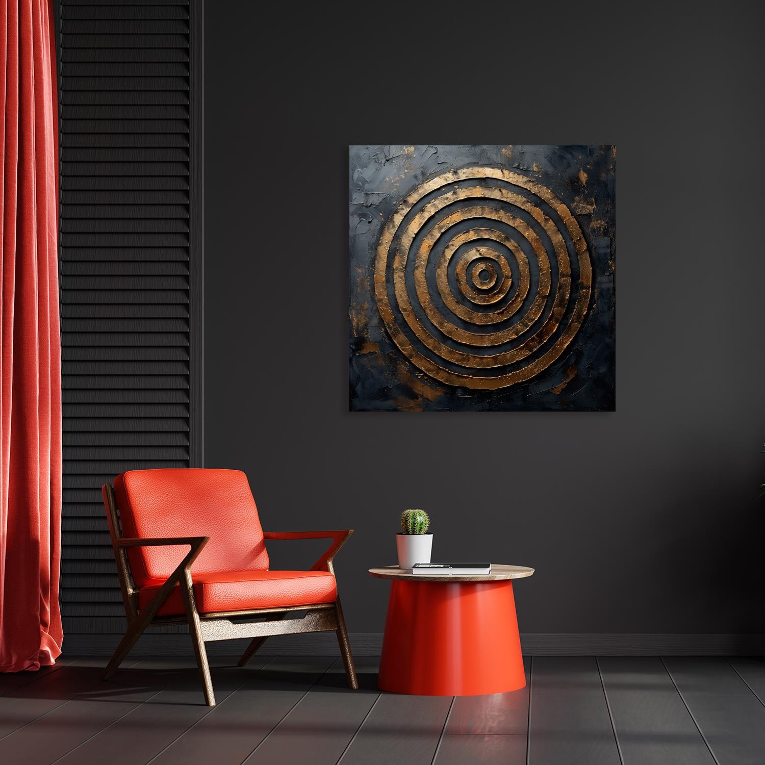queence Kunstdruck »Goldene Kreise«, Abstrakt-Abstrakte-Formen-Gemälde-Kunst, (1 St.), Premium-Leinwandstoff, Handarbeit aus Deutschland