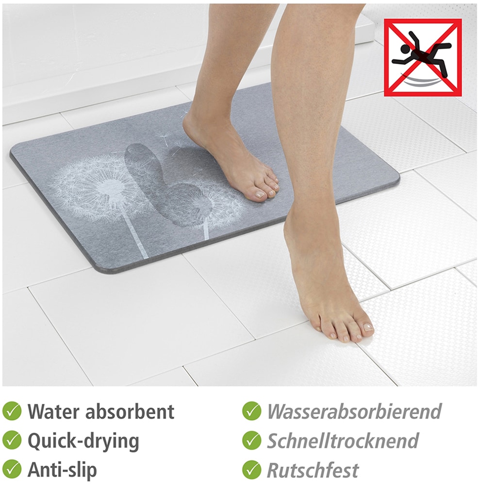 WENKO Badematte »Modell Astera«, schnell trocknend, rutschfest, stark wasserabsorbierend, aus Kieselgur