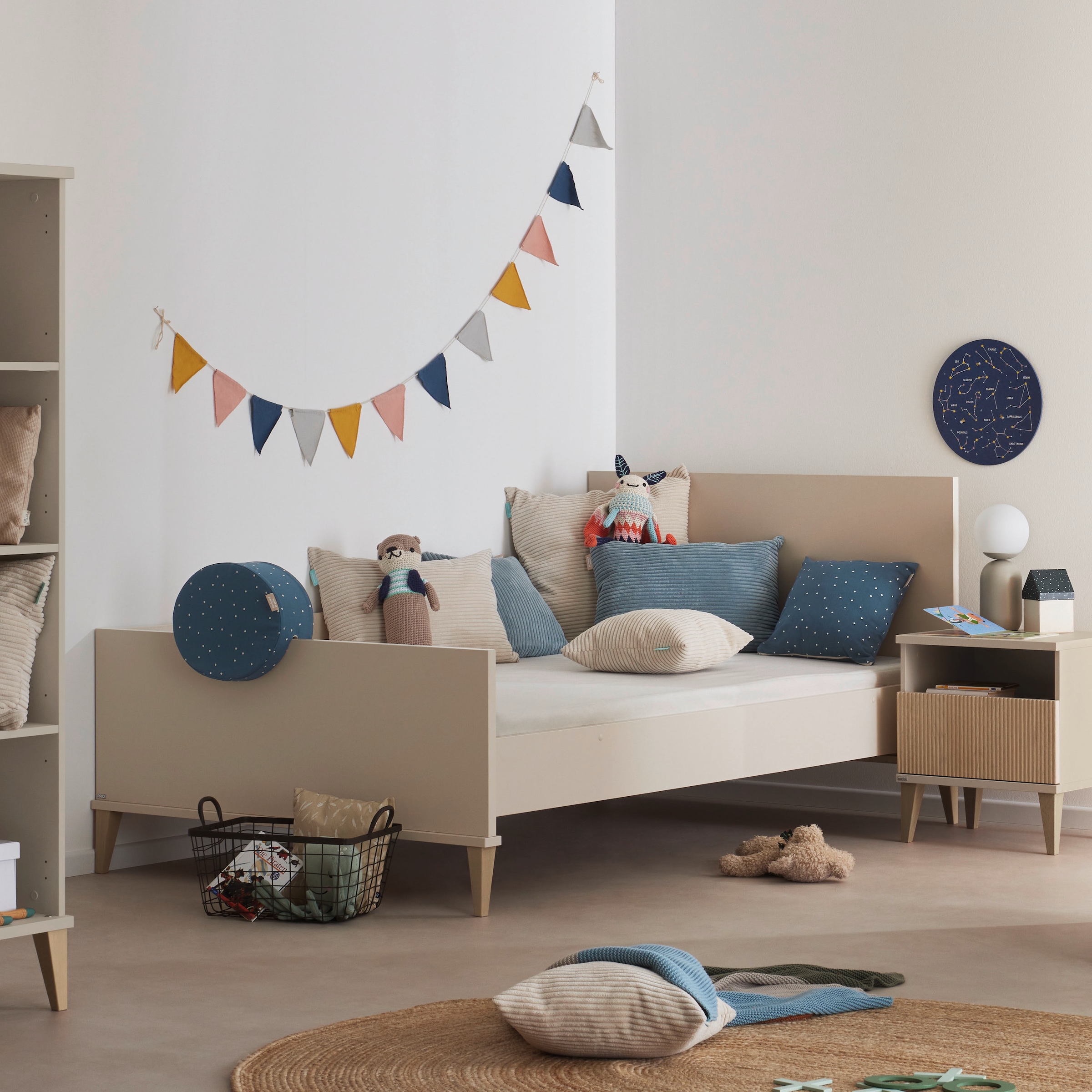 PAIDI Kinderbett »JONTE 120x200cm, Jugendbett in Beige« B/H/T ca. 209/96/126cm, Cashmere-Beige,  zeitloses & langlebiges Einzelbett, Massivholz-Füße