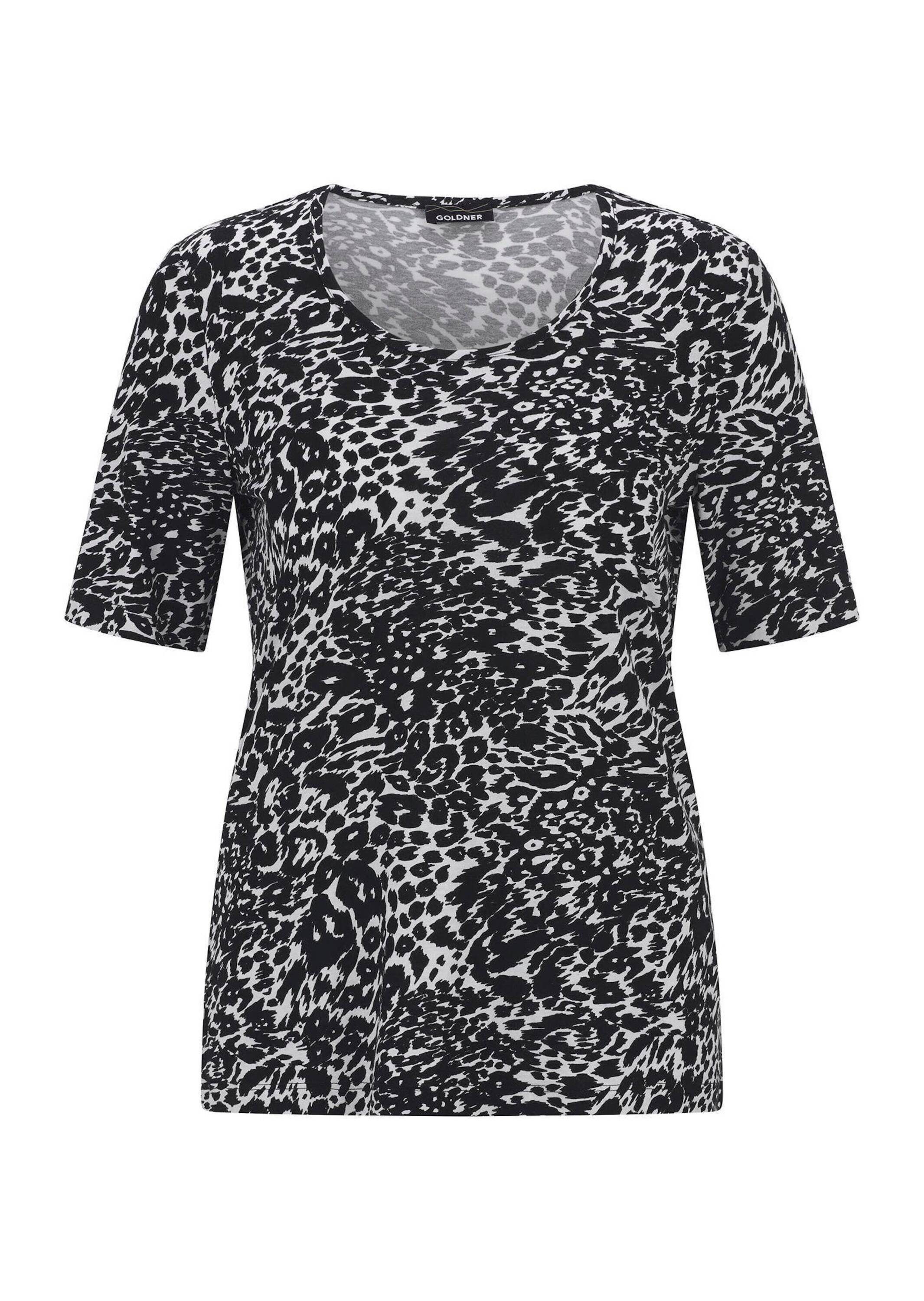 GOLDNER Kurzarmshirt »Viskoseshirt mit Leo Print« stretchbequemer Viskosejersey