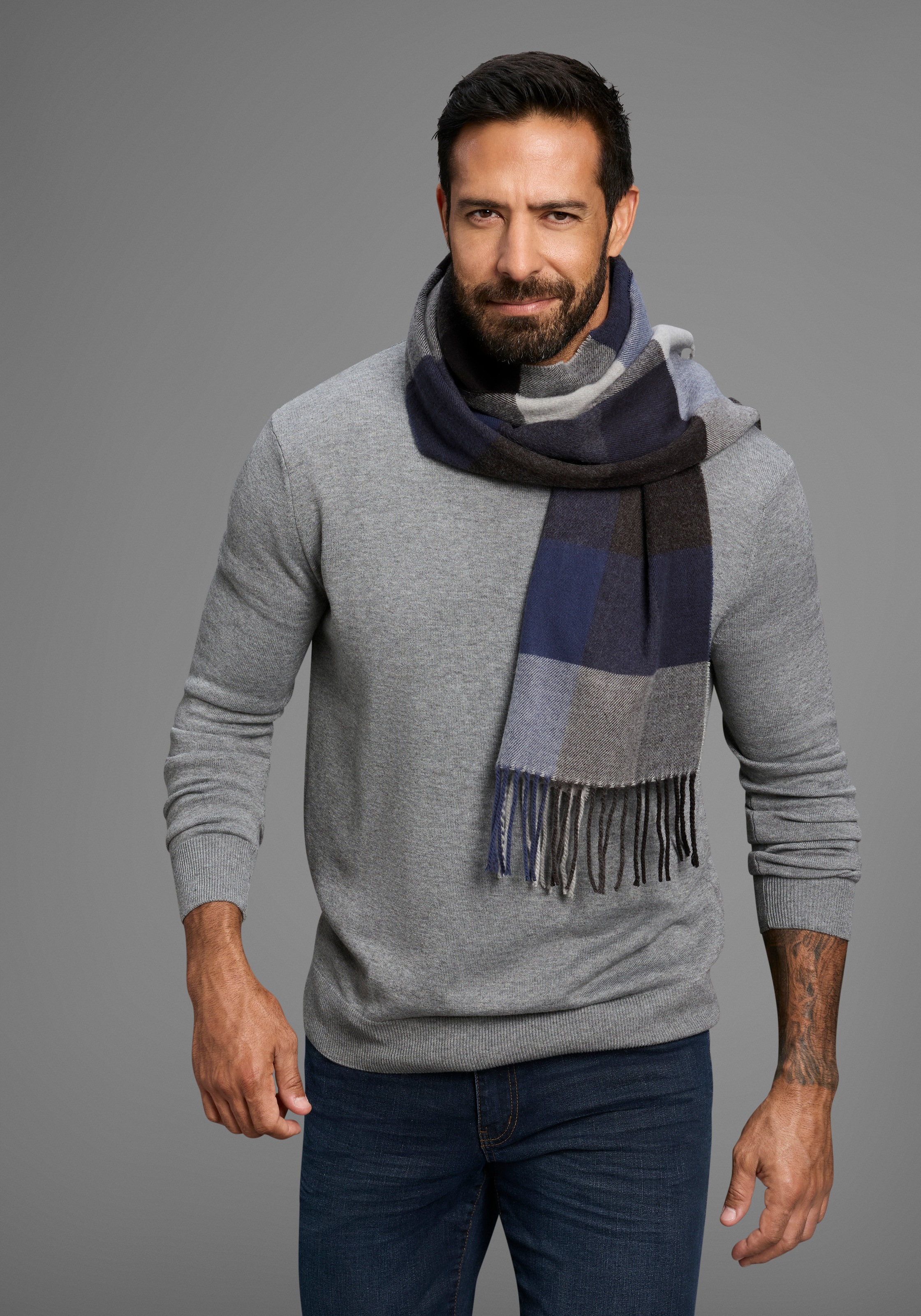 Man's World Schal im modischem Karomuster mit klassischen Farben - NEW