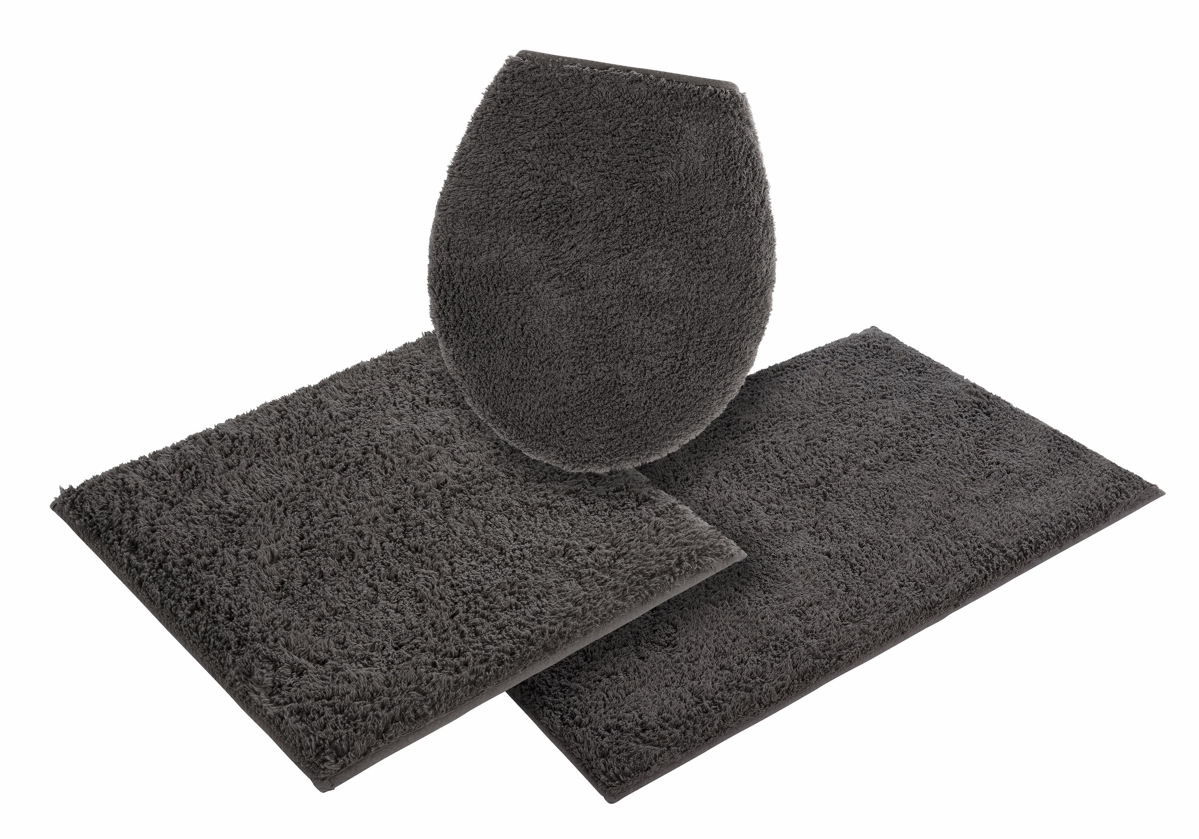 my home Badematte »Maren, Badvorleger, Badezimmer Teppich«, rutschhemmend beschichtet, fußbodenheizungsgeeignet, Bio-Baumwolle, Badteppich, Badematten auch als 3 teiliges Set