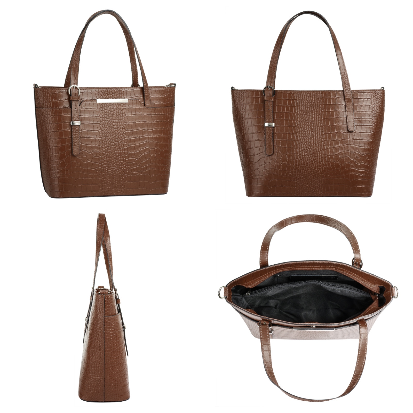 Cluty Henkeltasche, echt Leder, Made in Italy