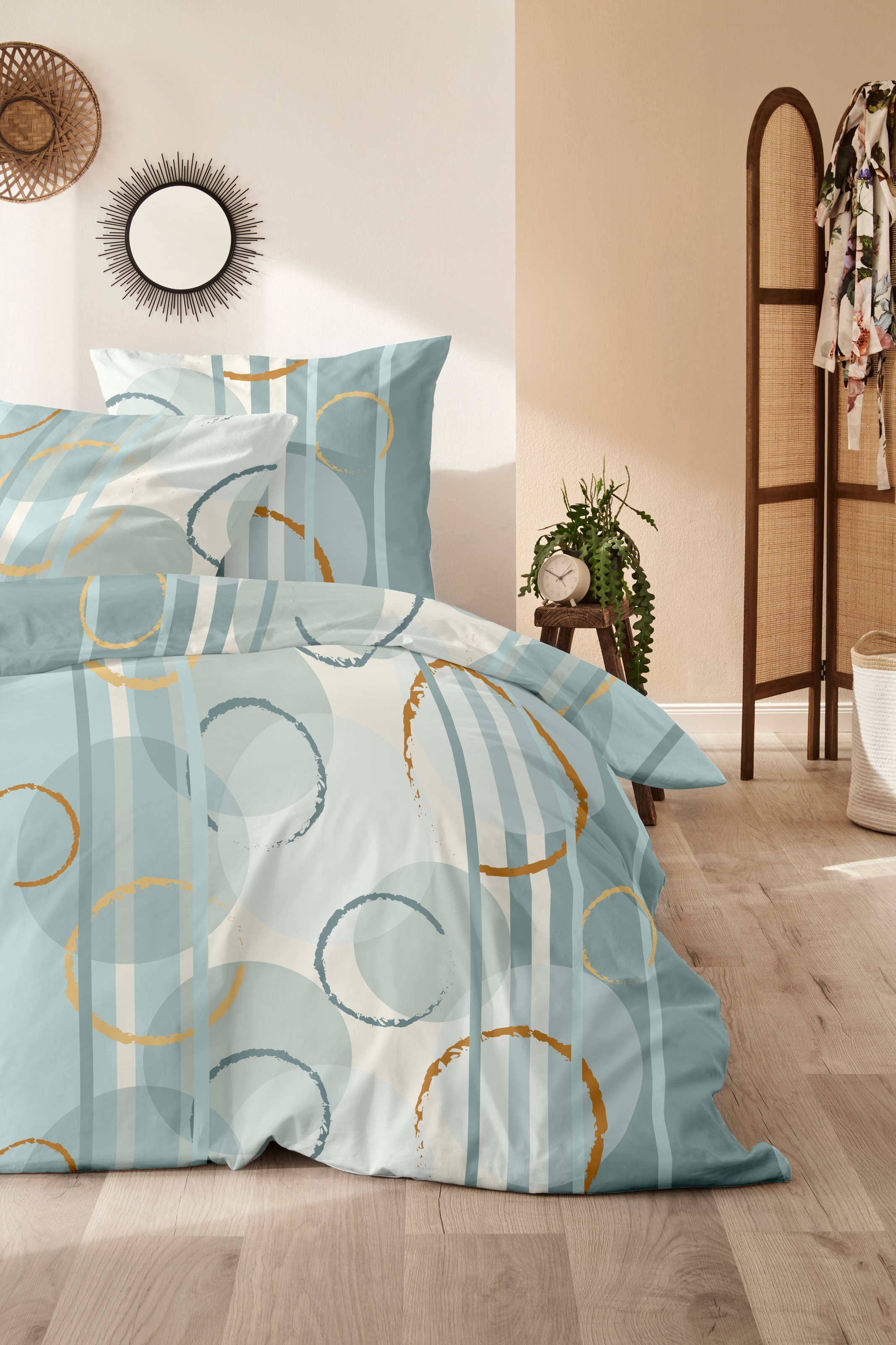 Primera Bettwäsche »Biber-Bettwäsche Circular« 2 Stk. tlg. mit abstrakten Kreisen