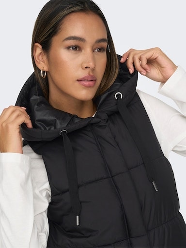 ONLY Steppweste »ONLASTA – Lange Steppweste mit Kapuze für kalte Tage«, regular fit, modisch, Web, Polyester, Kapuze