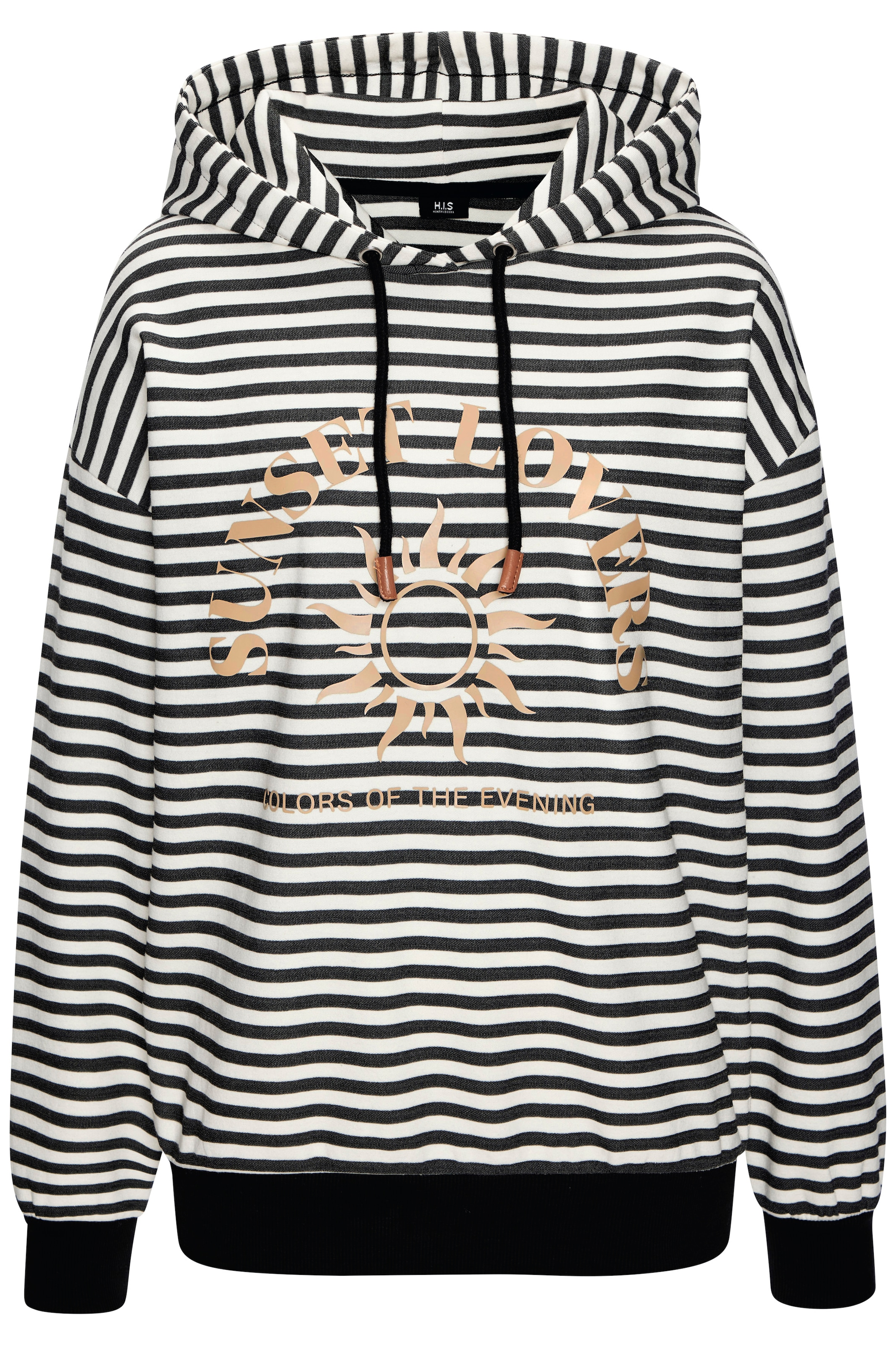 H.I.S Kapuzenpullover im Streifenlook mit großen Print, Loungewear