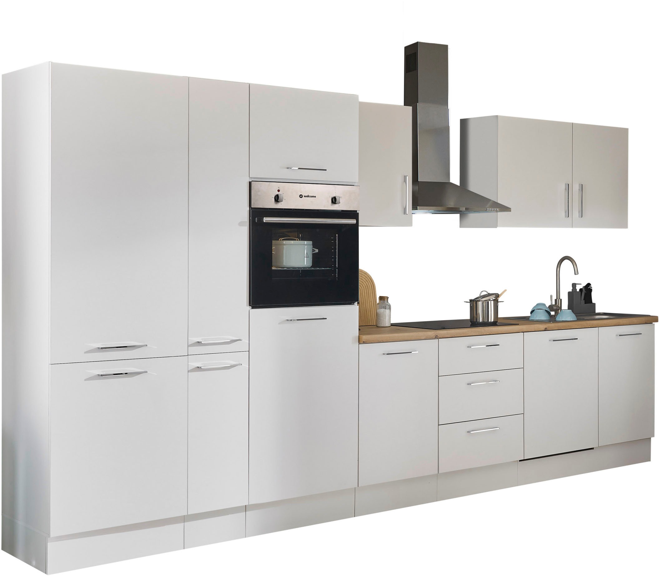 BASIC by Balculina Küchenzeile »Turin« Breite 370 cm, wahlweise mit E-Geräten