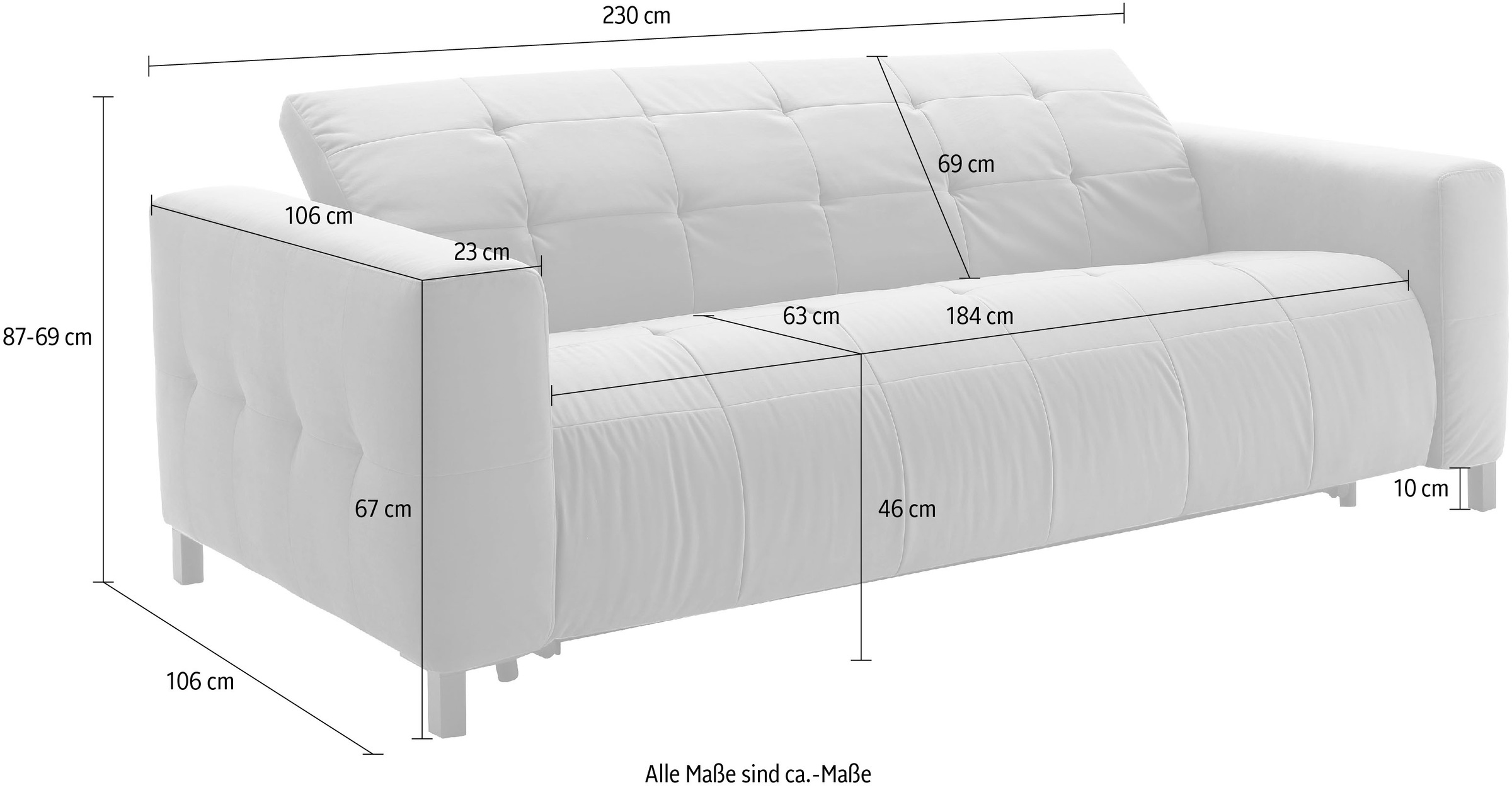 Places of Style Schlafsofa »Termini ; als Dauerschläfer geeignet durch hochwertigen Faltbeschlag«, drei Breiten und 3 Matratzenausführungen, belastbar 200 bis 270 kg