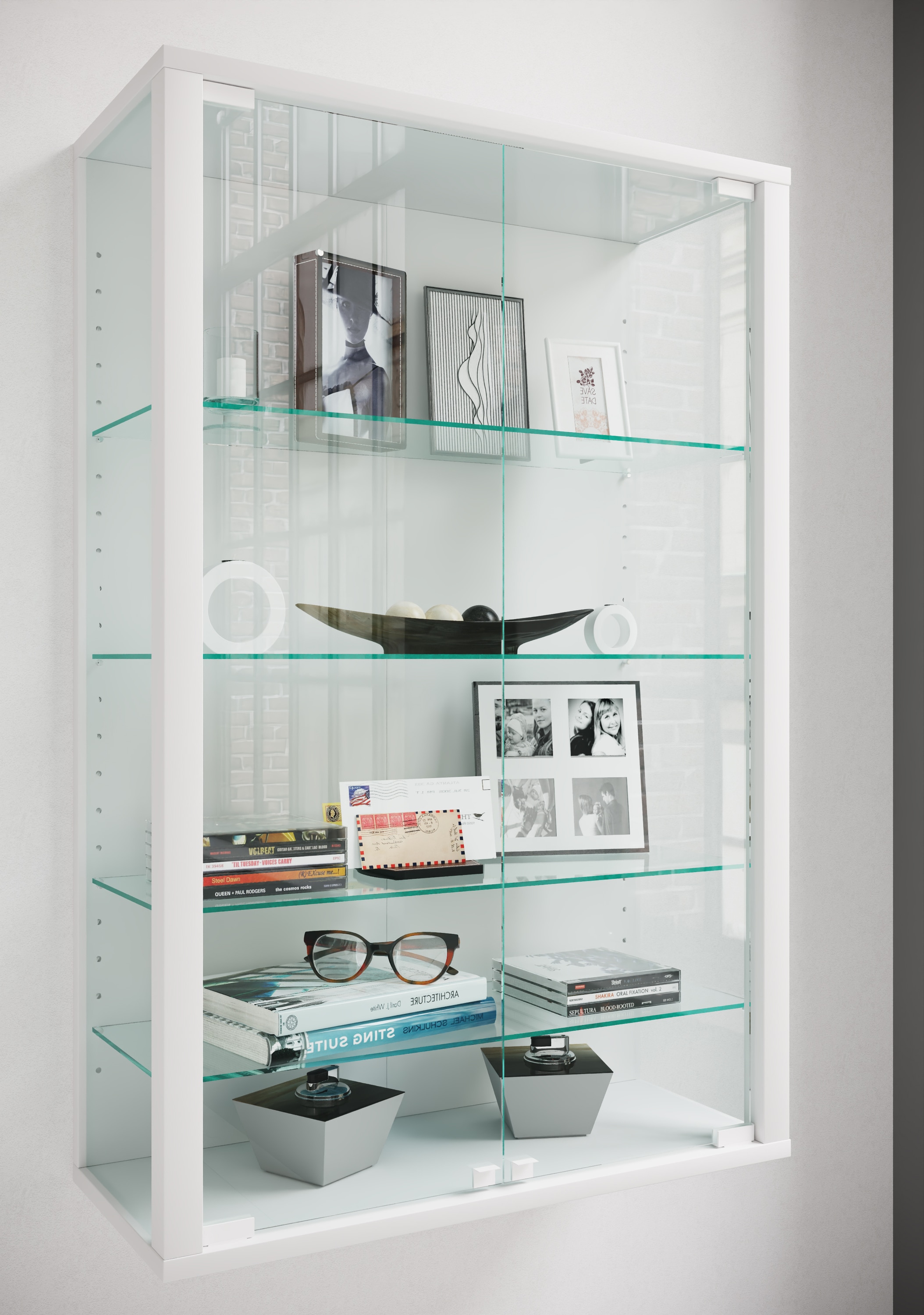 VCM Wandregal »Wandvitrine Hängevitrine Glasvitrine Glas Udina L« 1 Stk. tlg.