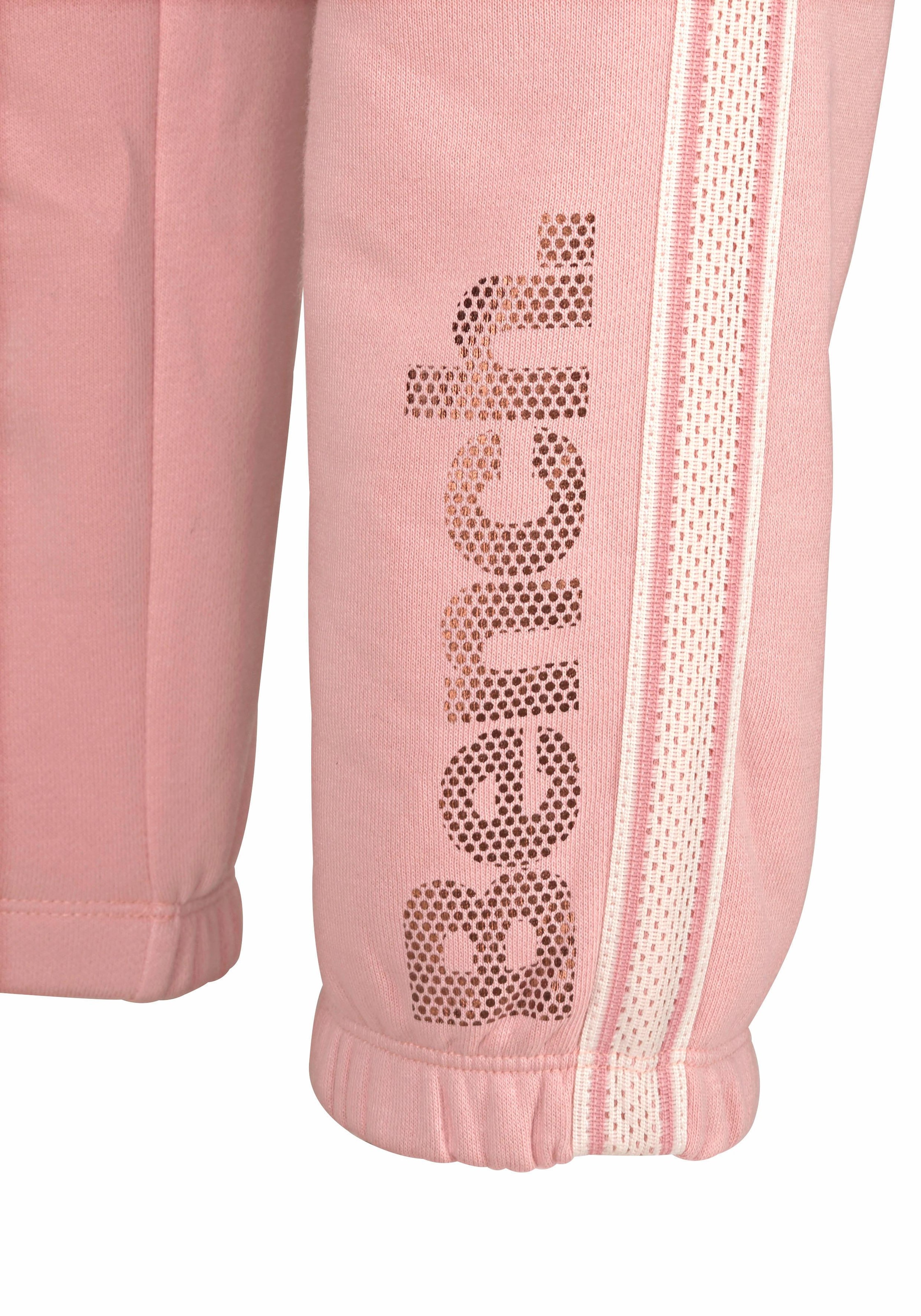 Bench. Relaxhose, mit gestreiftem Bund und Glanzprint, Loungewear, Loungeanzug