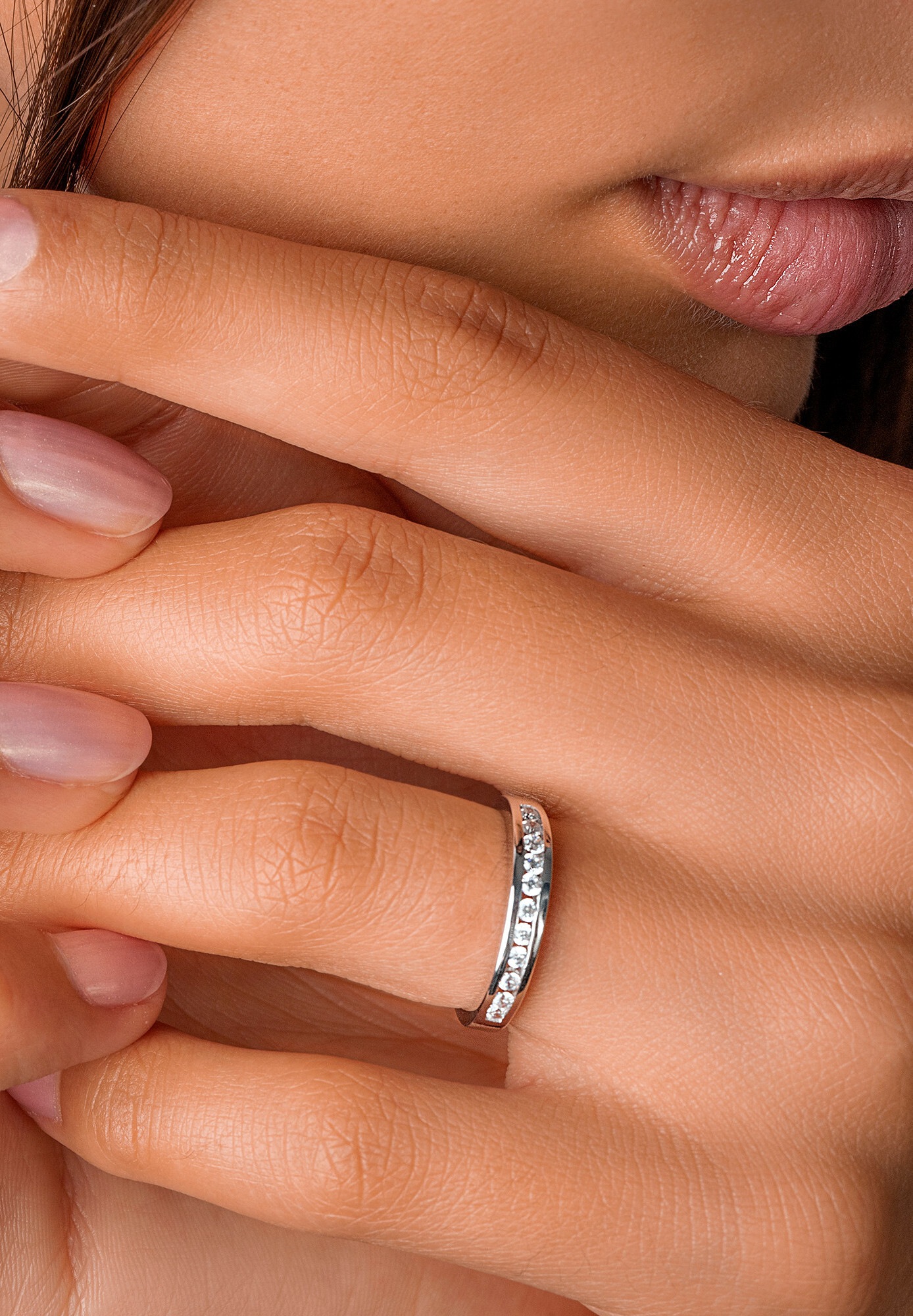 ONE ELEMENT Goldring »Zirkonia Ring aus 333 Weißgold«