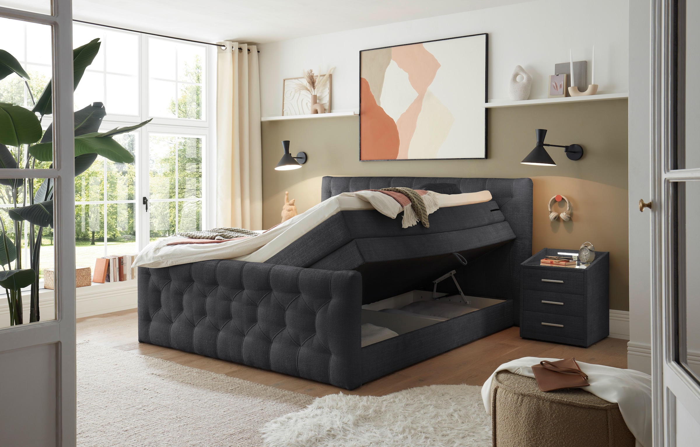 ED EXCITING DESIGN Boxspringbett »"Cashfield", OTTOs Choice! Topseller inkl. zwei Bettkästen & Topper«, erhältlich in den Größen 160x200cm und 180x200cm
