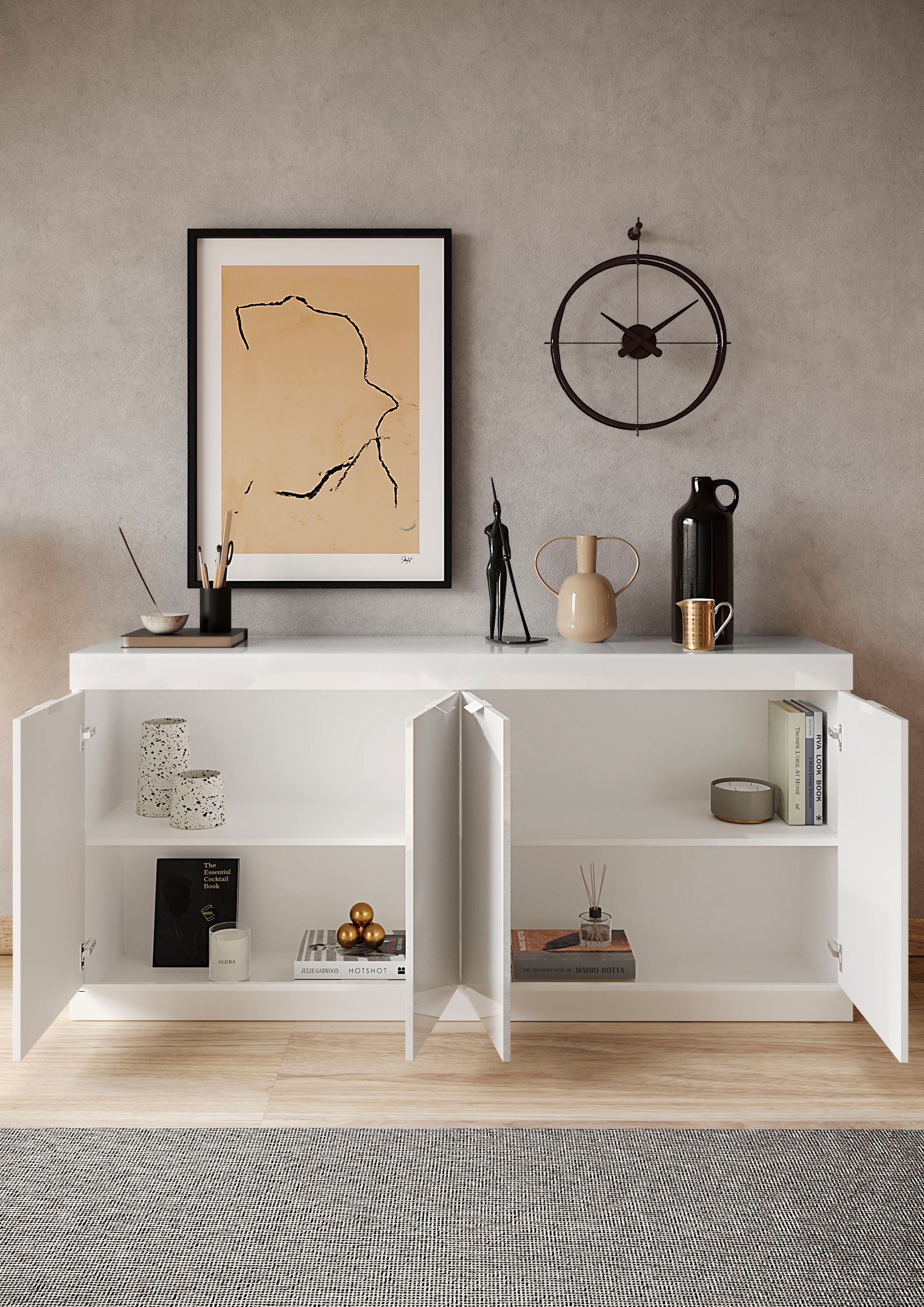 INOSIGN Sideboard »Slim«, Breite 181 cm, weiß Hochglanz Lack