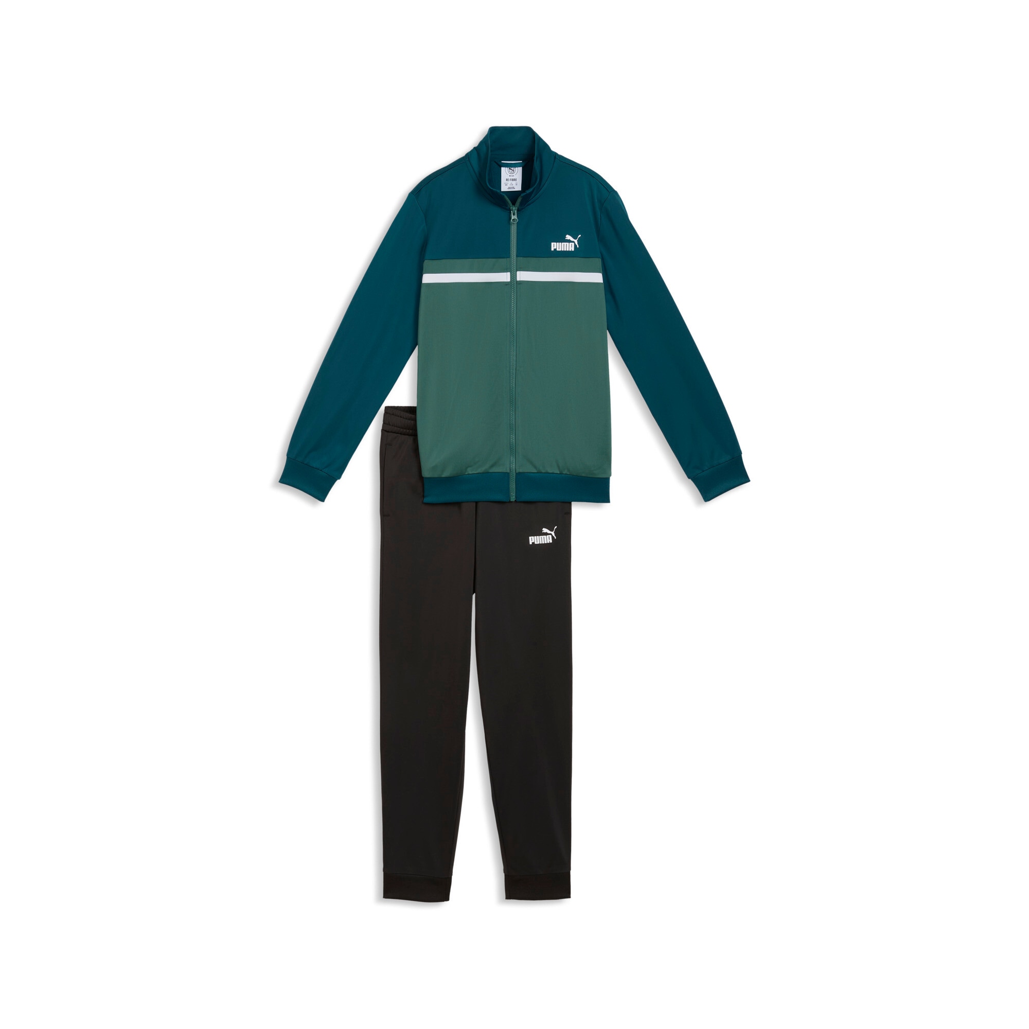 PUMA Trainingsanzug »POLY COLORBLOCK SUIT B« 2 zweiteiliges Set, mit Reißverschluss am Oberteil, aus Polyester
