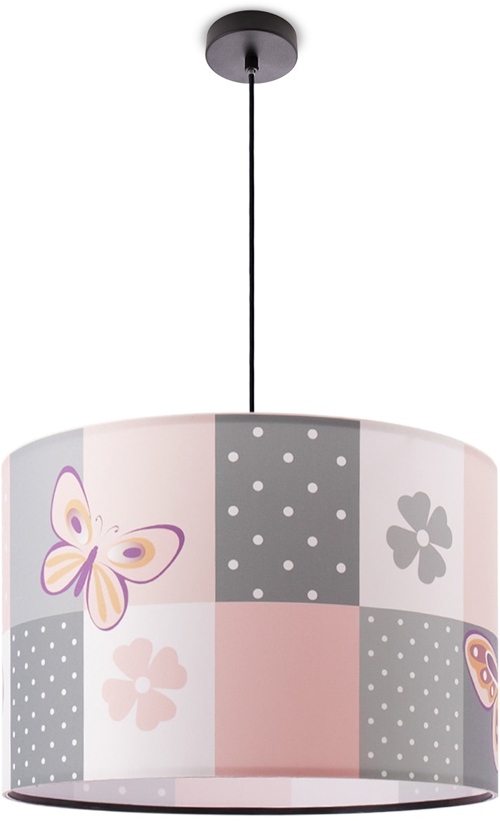 Kinderzimmer E27 im Home Shop Rosa OTTO Online 220«, Paco Blumen Schmetterling Pendelleuchte »Cosmo Lampe Deckenlampe 1 flammig-flammig, Karo