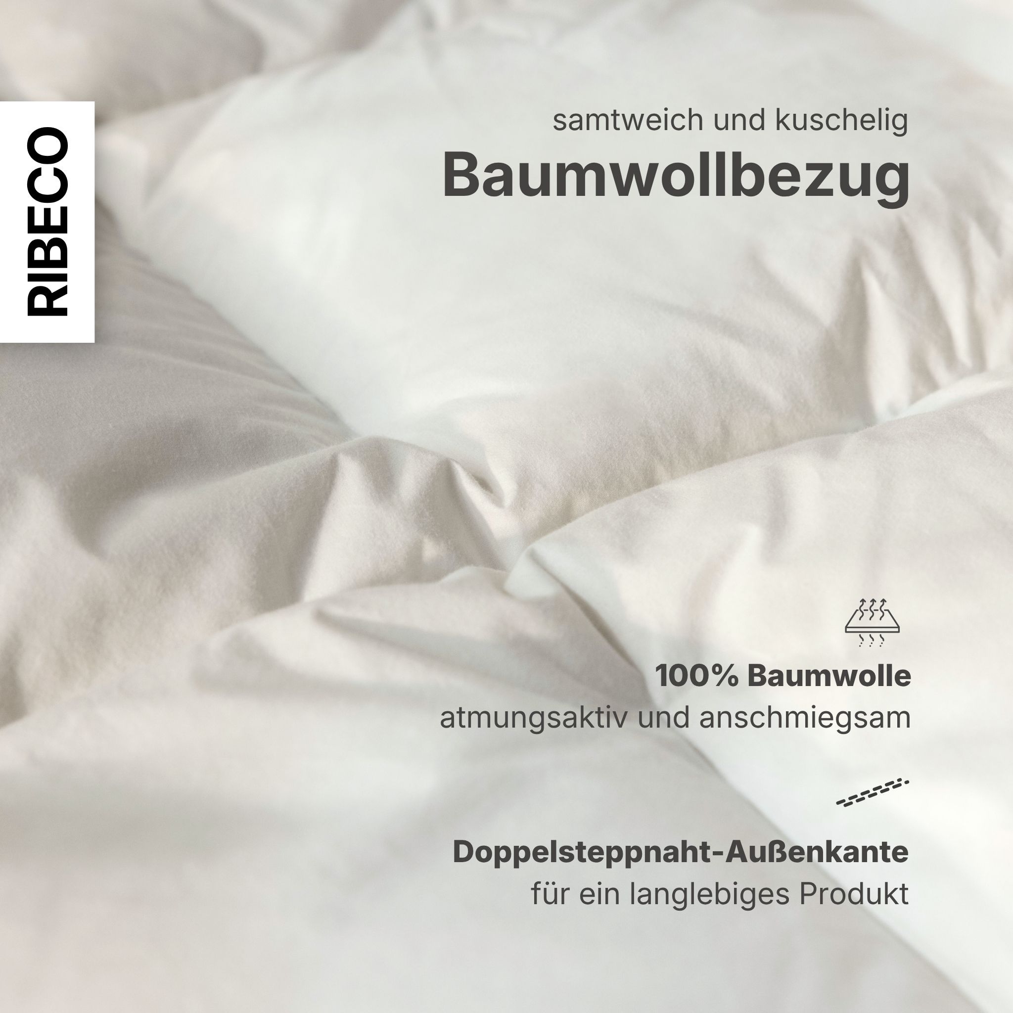 RIBECO Federbettdecke »Bettdecke extra prall in 135x200 und 155x220cm Topseller,« extrawarm Füllung 100% Federn 1 Stk. tlg. Bettdecke, extra warm, Made in Germany, mit gratis 80x80 cm Kissen