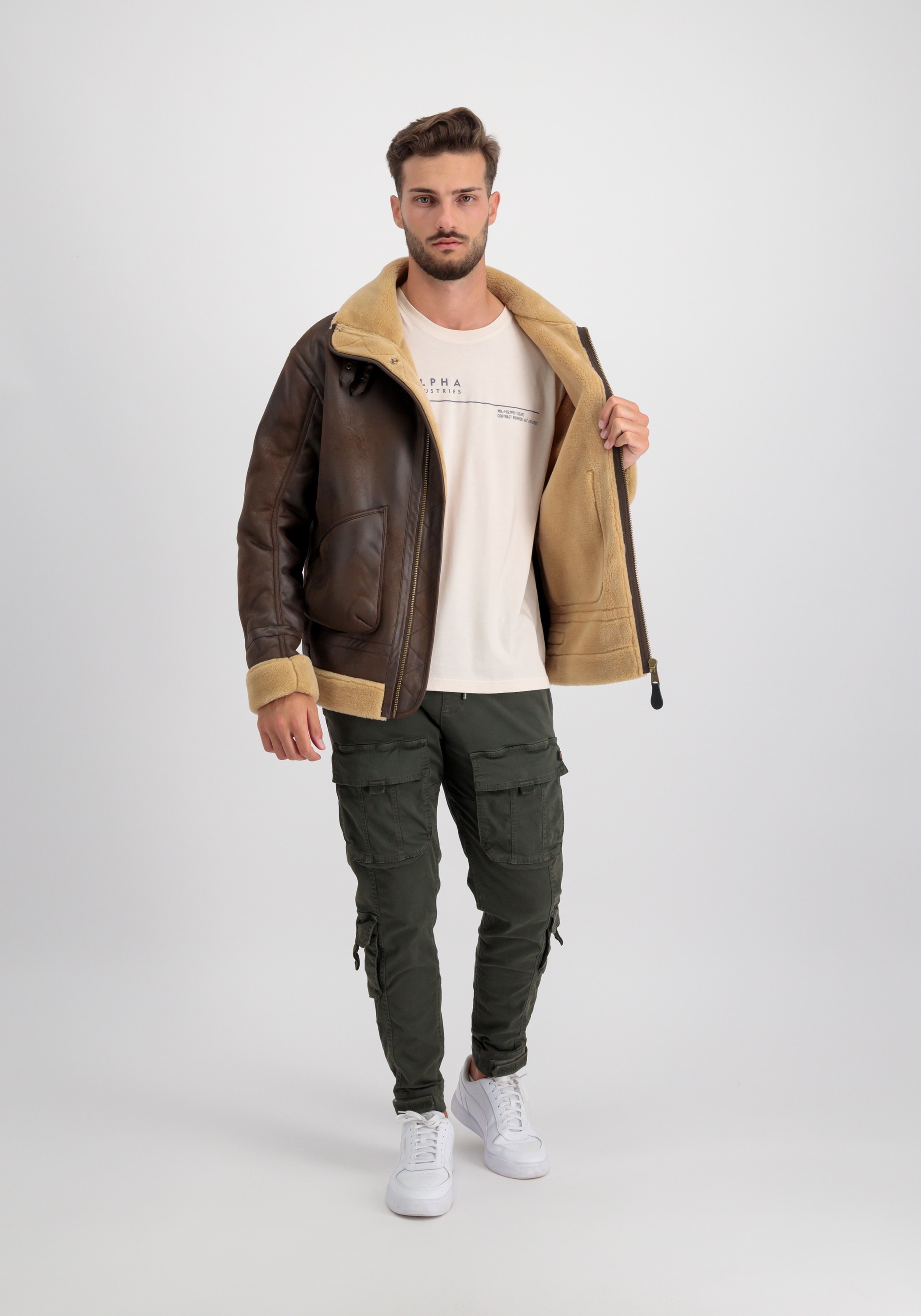 Alpha Industries Lederjacke »Alpha Industries Men - Leather & Vegan Jackets B-3 Arctic«