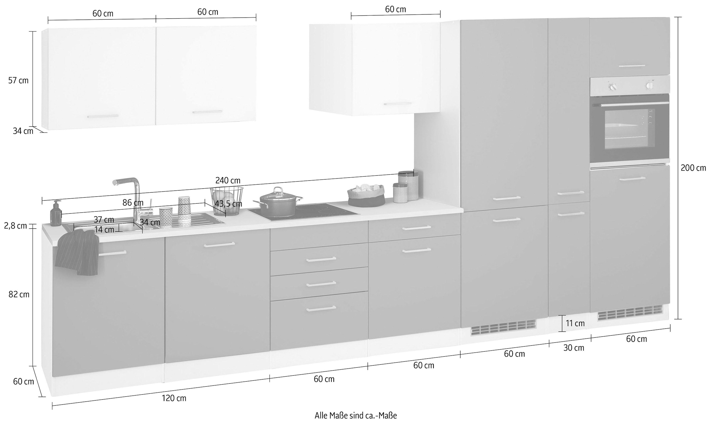 Kühl/Gerfrierkombination »Visby«, OTTO MÖBEL cm Breite bei Küchenzeile HELD E-Geräte, für 390 ohne
