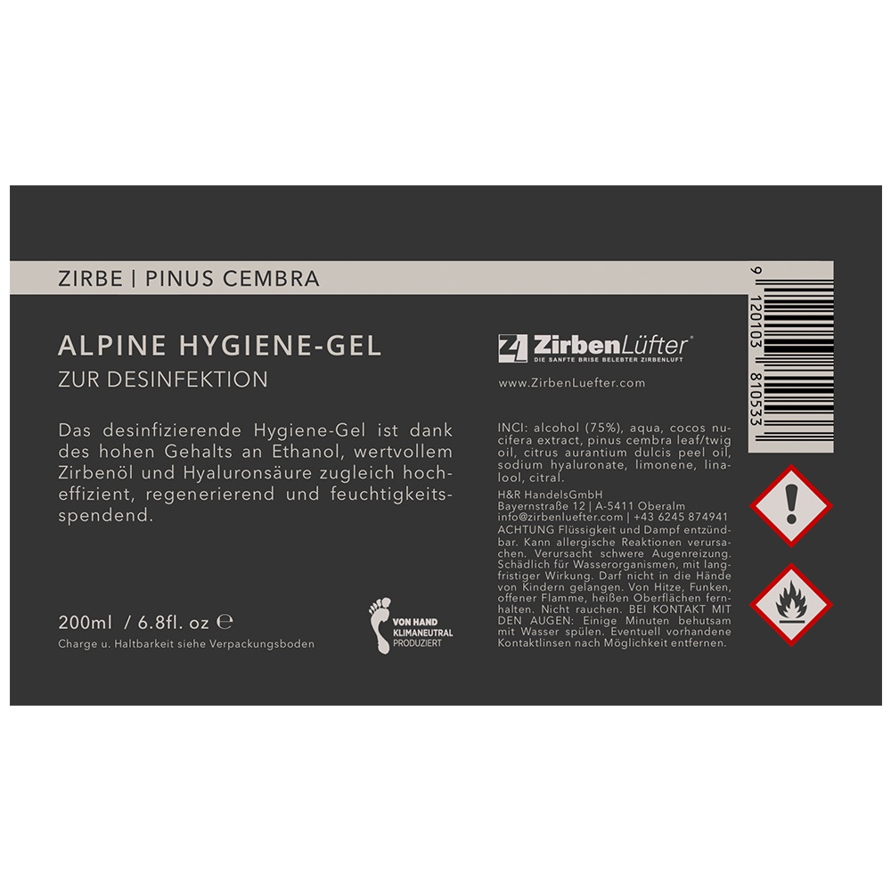 ZirbenLüfter® Handgel »Hygienegel«, 200ml