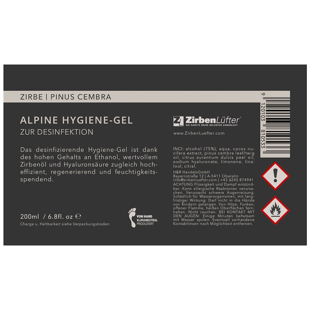 ZirbenLüfter® Handgel »Hygienegel«, 200ml