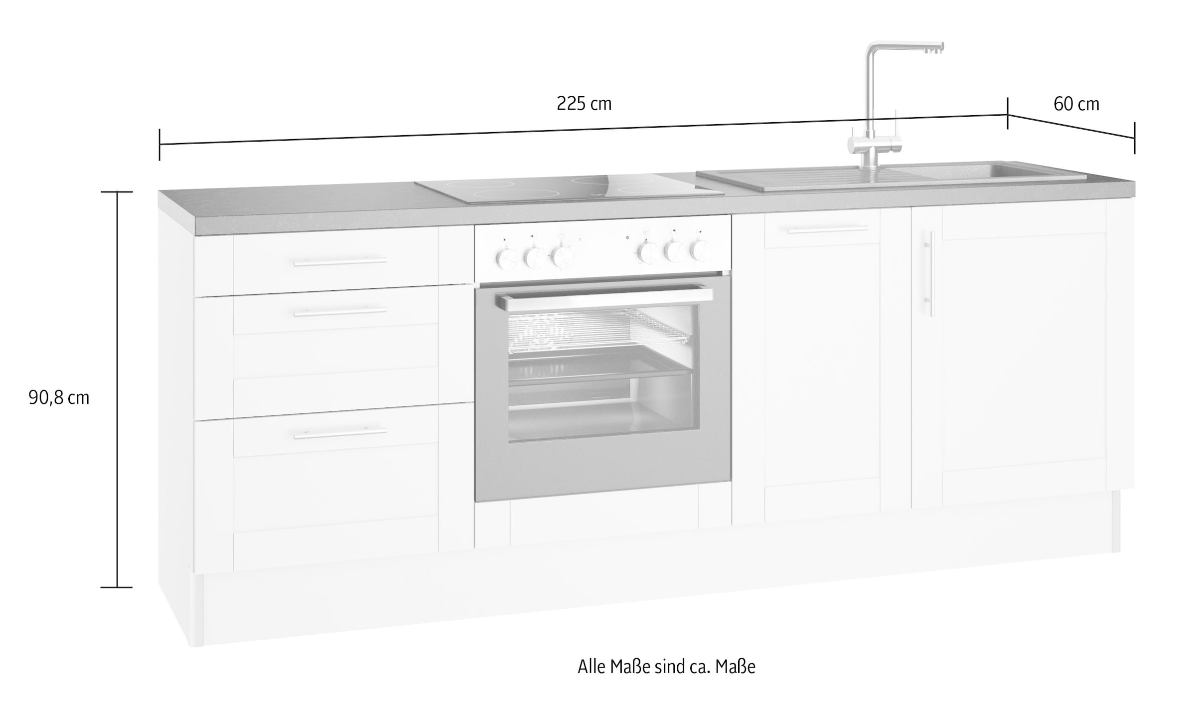 OPTIFIT Küche »Ahus«, 225 cm breit,wahlweise mit E-Geräten,Soft Close  Funktion, MDF Fronten kaufen bei OTTO