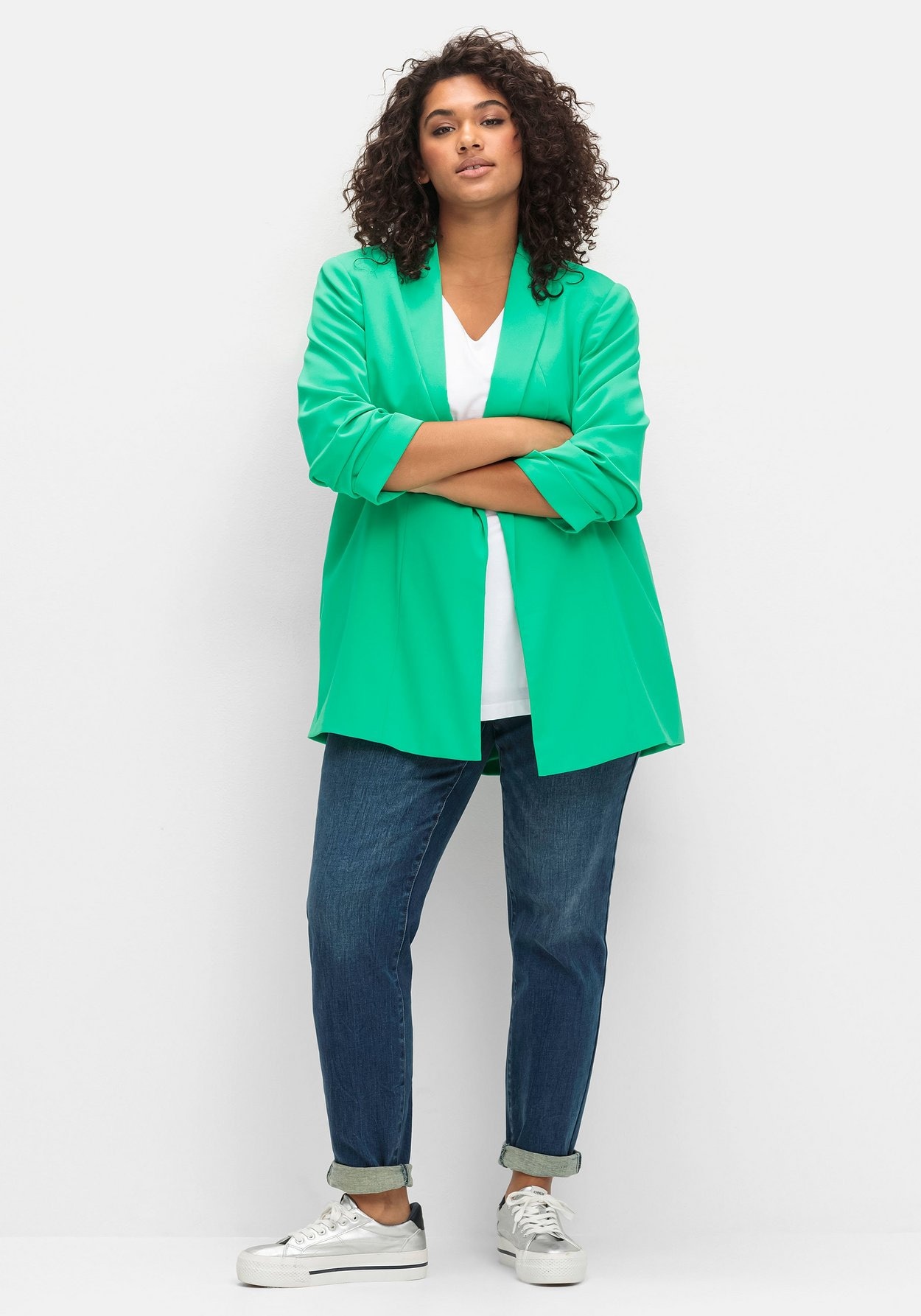 Sheego Longblazer »Blazer mit Schalkragen und gerafftem 3/4-Arm«