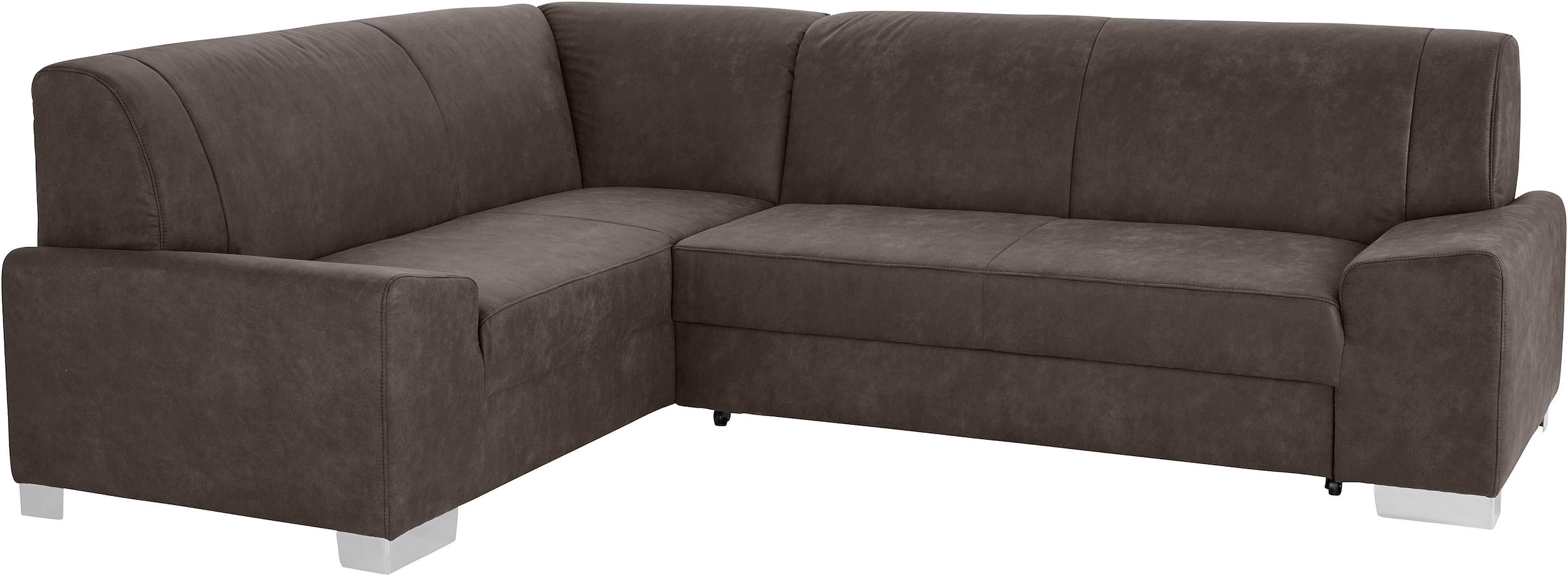 DOMO collection Ecksofa »Anzio in kubischer Formensprache, flache Armlehnen, L-Form«, Wahlweise mit Bettfunktion und Federkern für hohen Sitzkomfort