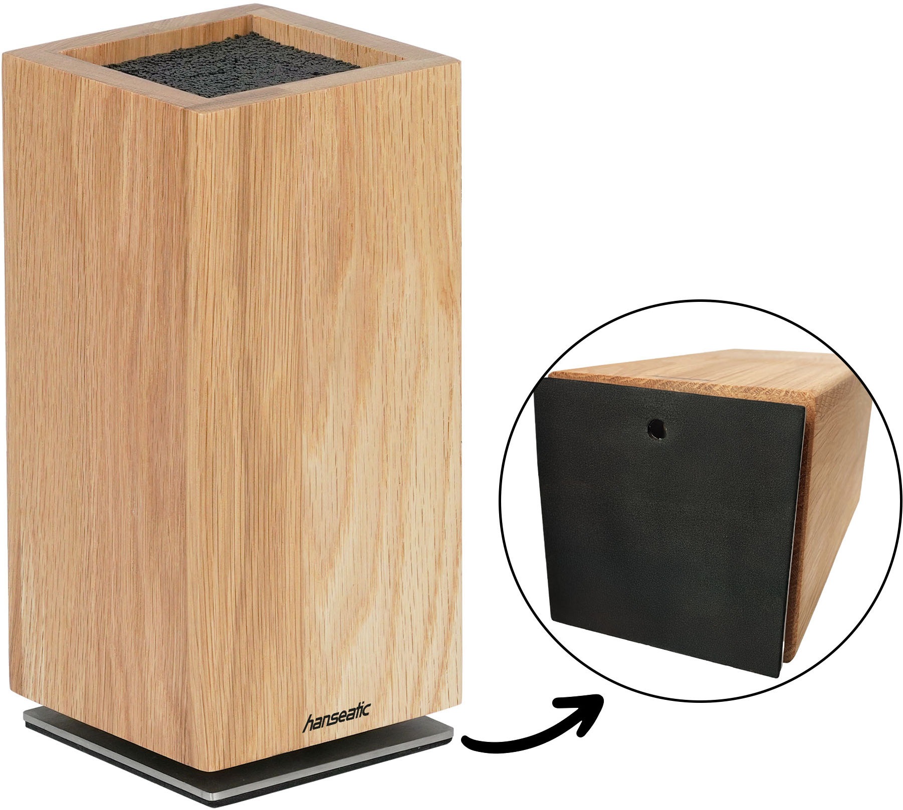 Hanseatic Magnet-Messerblock »hanseatic PREMIUM, aus Eichenholz, Messerblock Set, 6-tlg.« 6 Stk. elegantes Design, herausnehmbarer Borsteneinsatz, 360-Grad-drehbar