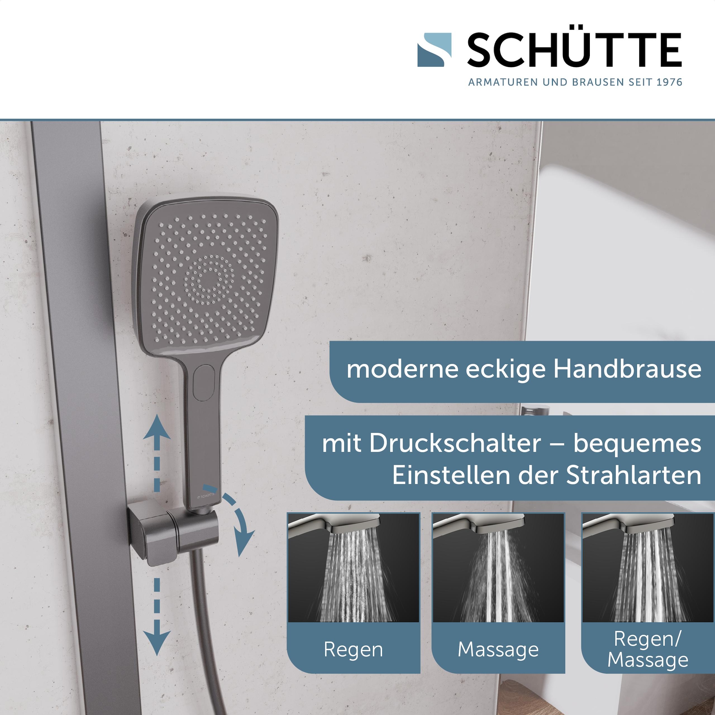 Schütte Duschsystem »HAWAII Überkopfbrause-Set«, (Komplett-Set, Inkl. Montagematerial und Dichtungen), mit Thermostatarmatur, Glasablage, Brausehalter