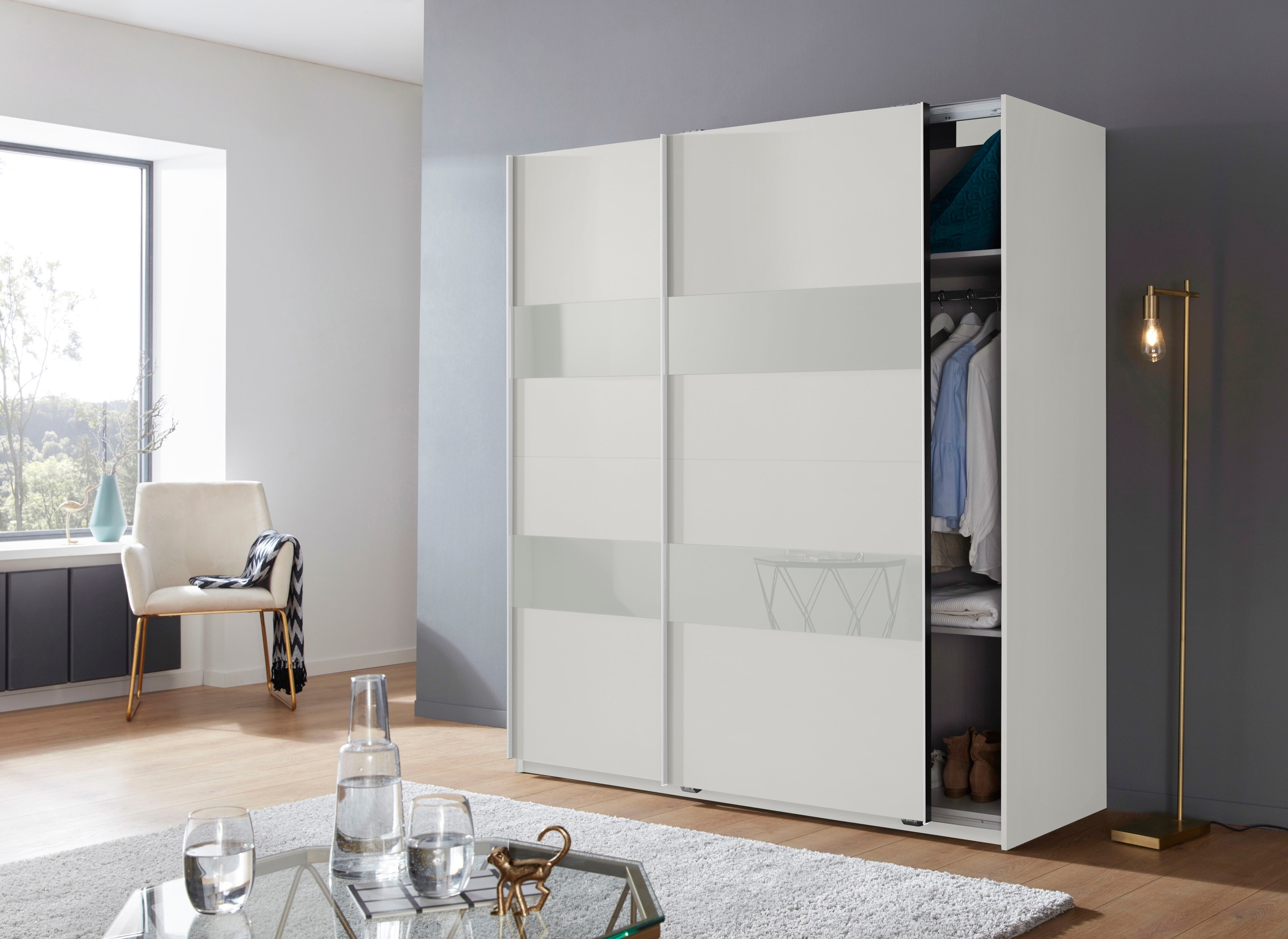 Wimex Schwebetürenschrank »Altona« mit Glaselementen und zusätzlichen Einlegeböden