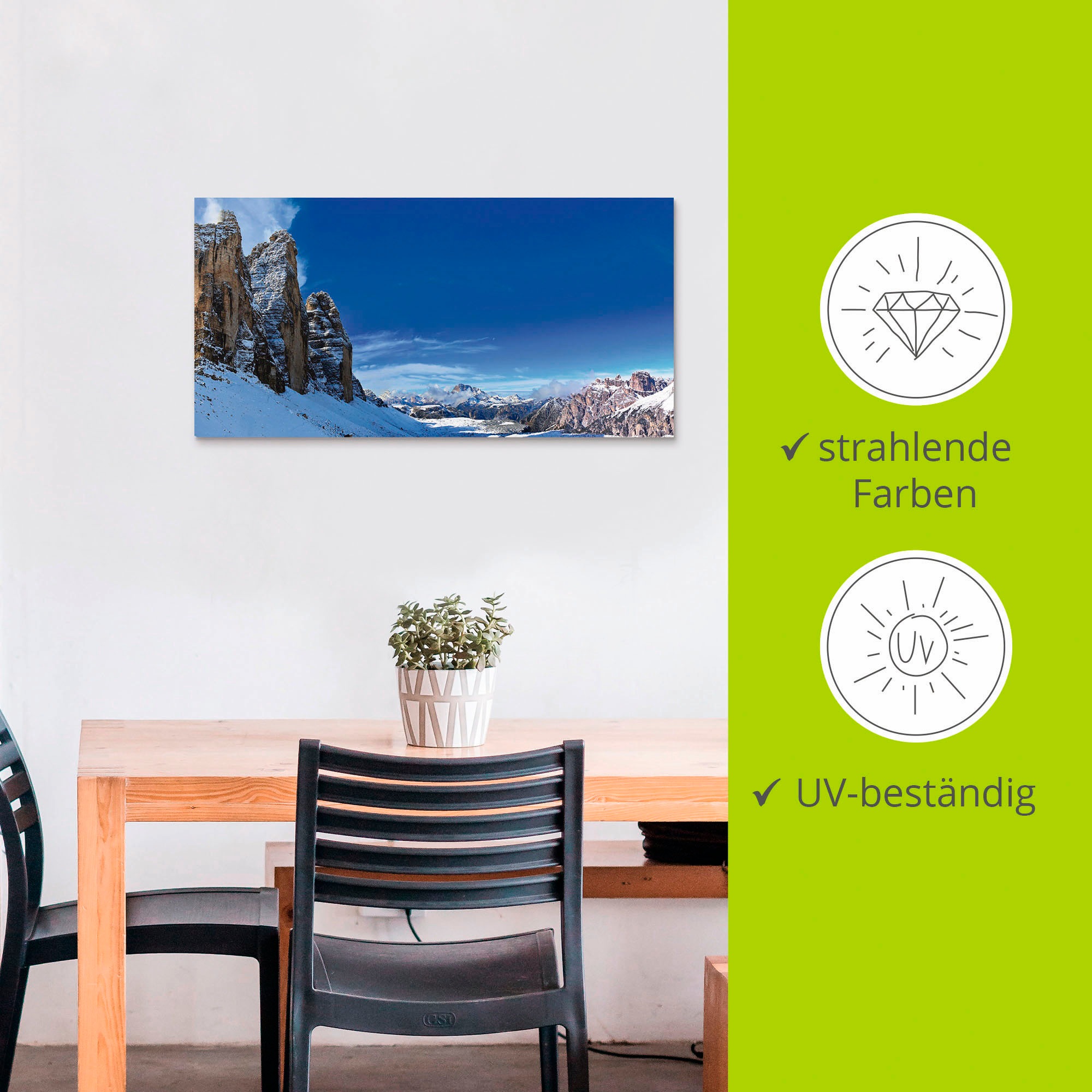 Artland Wandbild »Drei Zinnen Umrundung in den Dolomiten«, Himmel, (1 St.), als Alubild, Outdoorbild, Wandaufkleber in verschied. Größen